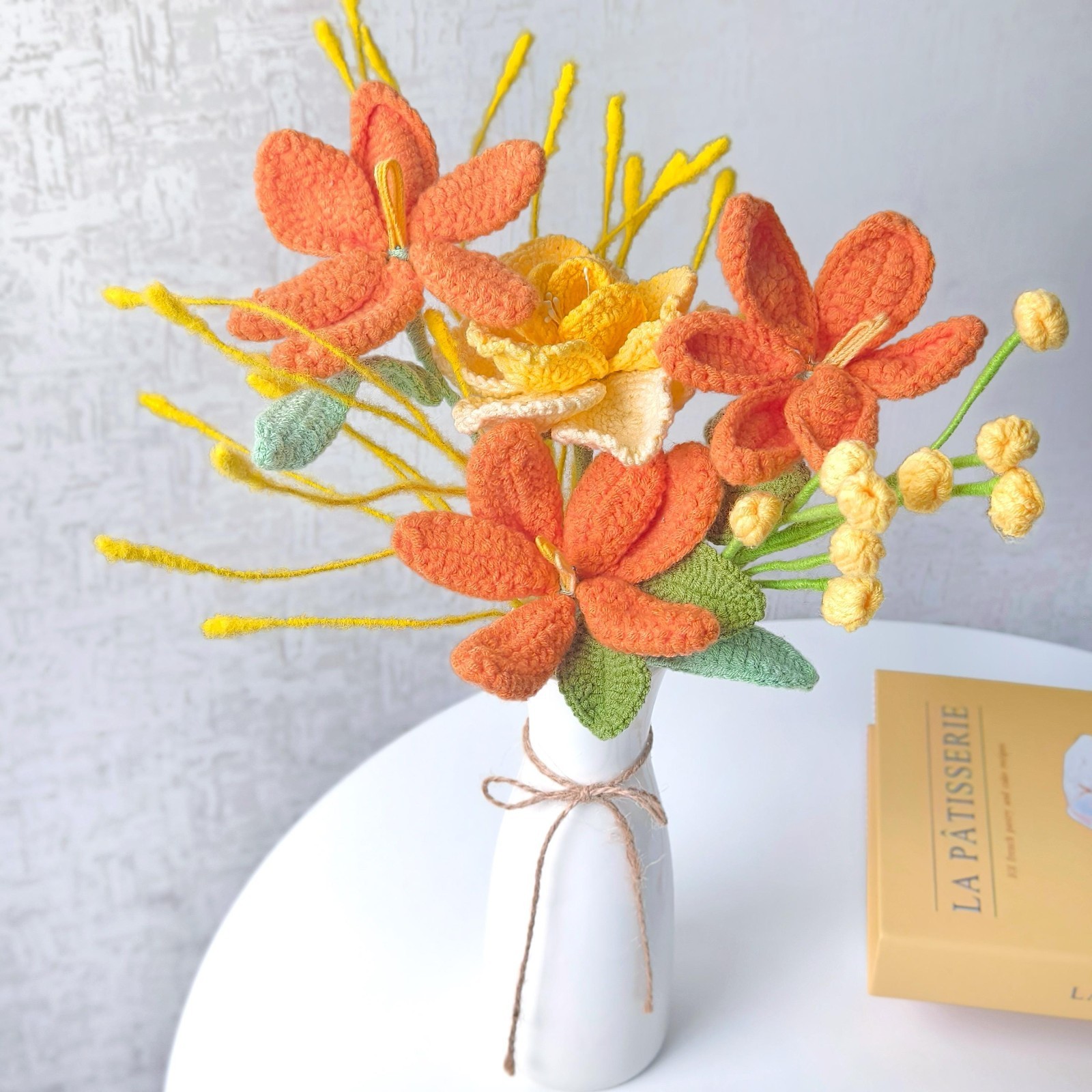 Crochet Tulip Bouquet Handmade Yarn Flowers Home Decor Desk Decor Thank You Gift