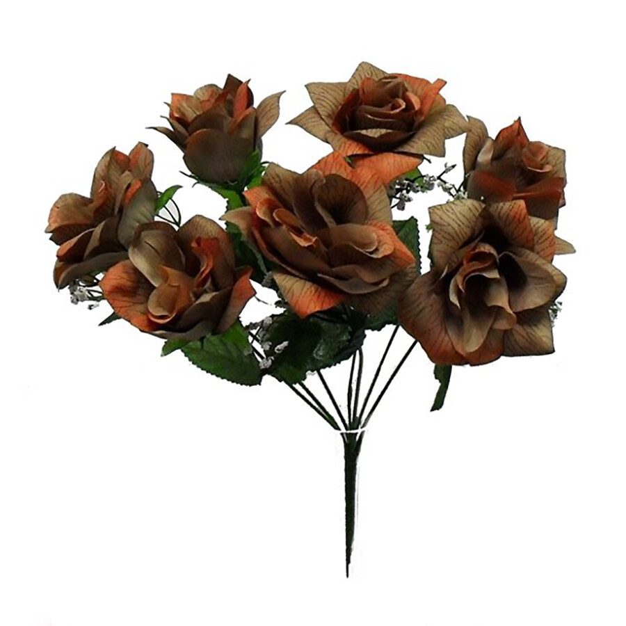 Open Rose Pack of 12 Bushes 14in Brown