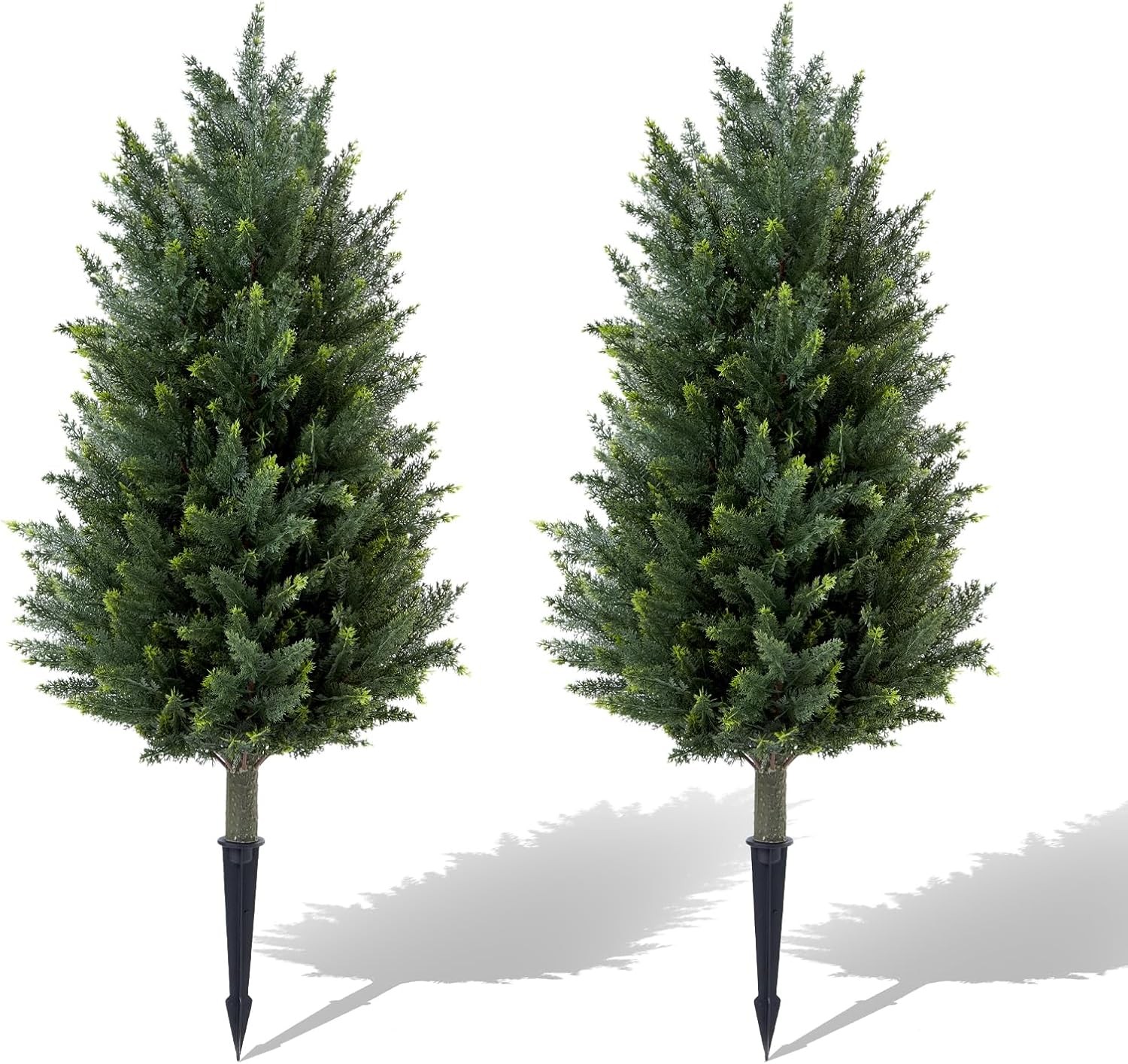 Set of 2 Artificial Cedar Topiary Christmas Trees, 3FT UV-Resistant Faux Cypress