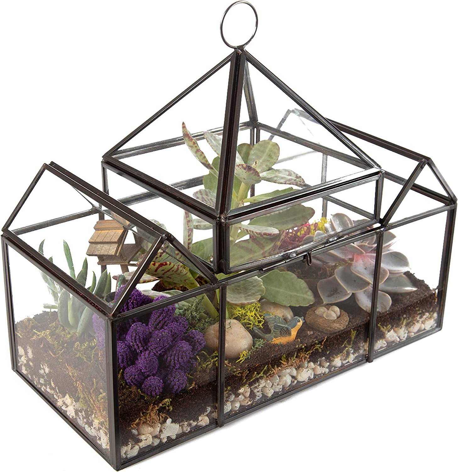 Deco Glass Geometric Castle Terrarium (25 x 12 x 21 cm) – Succulent & Air Plant