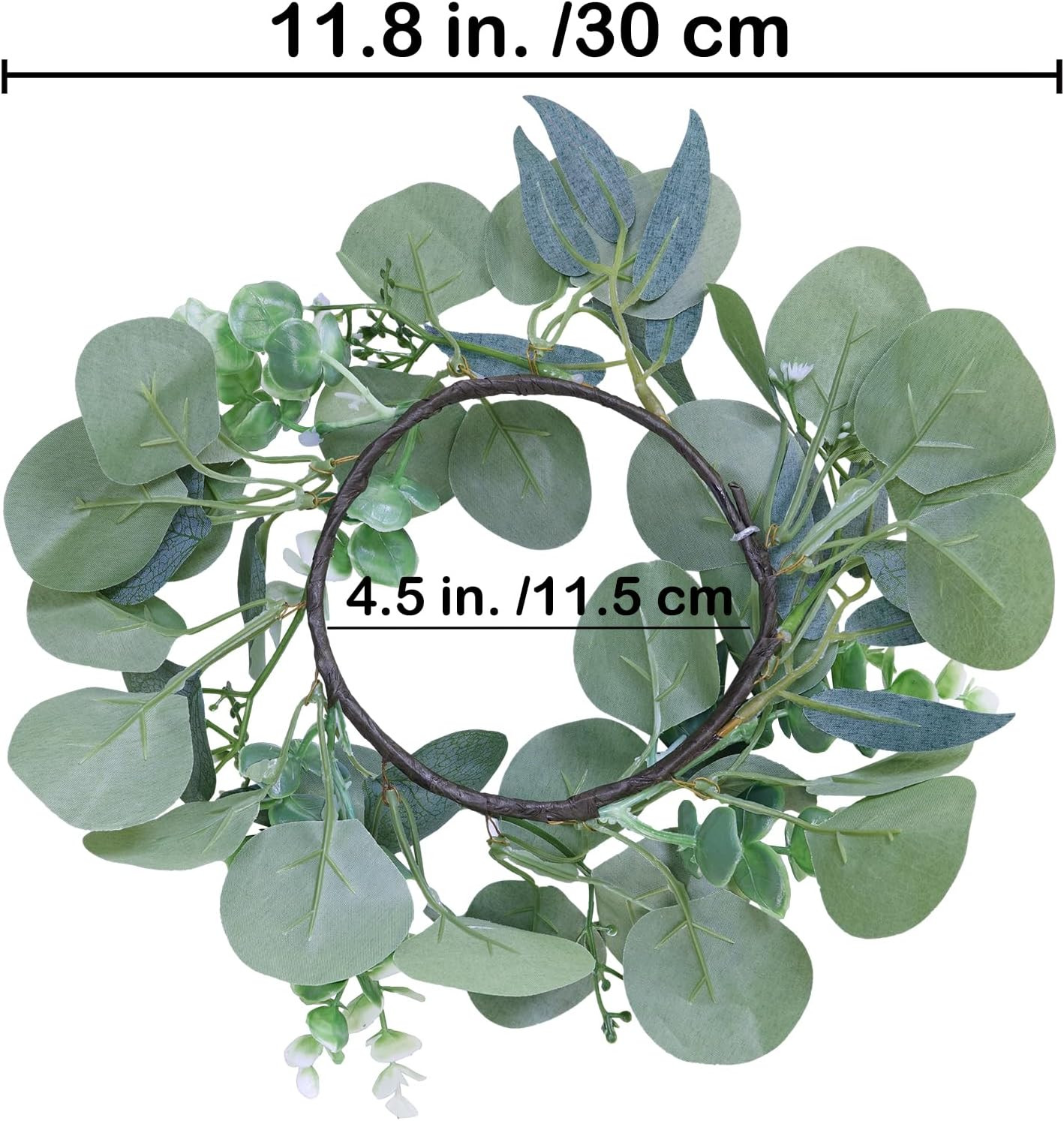 Artificial Eucalyptus Candle Rings – Set of 4 Greenery Wreaths for Holders
