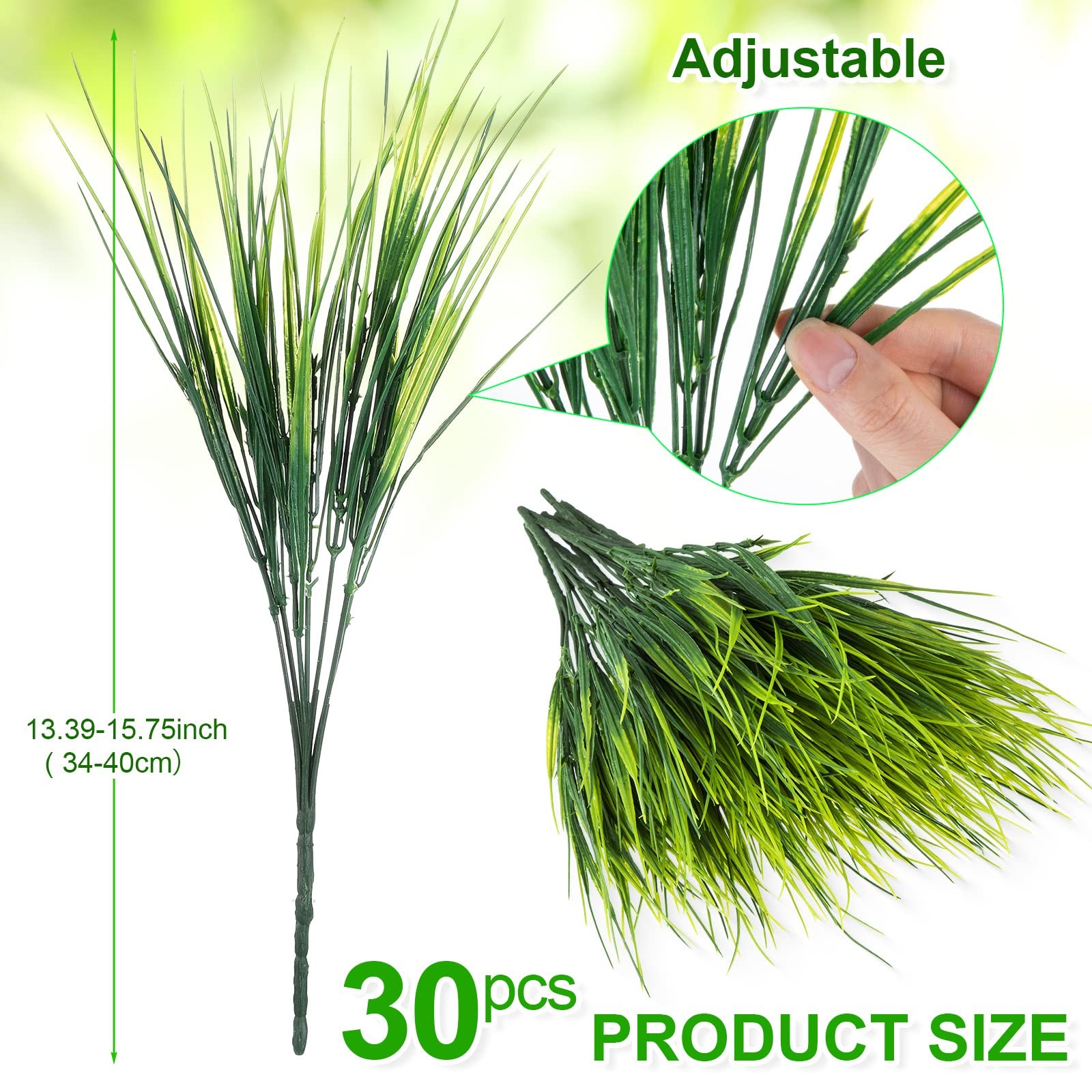 30 Bundles Artificial Outdoor Plants UV Resistant Fake Grasses No Fade Faux P…
