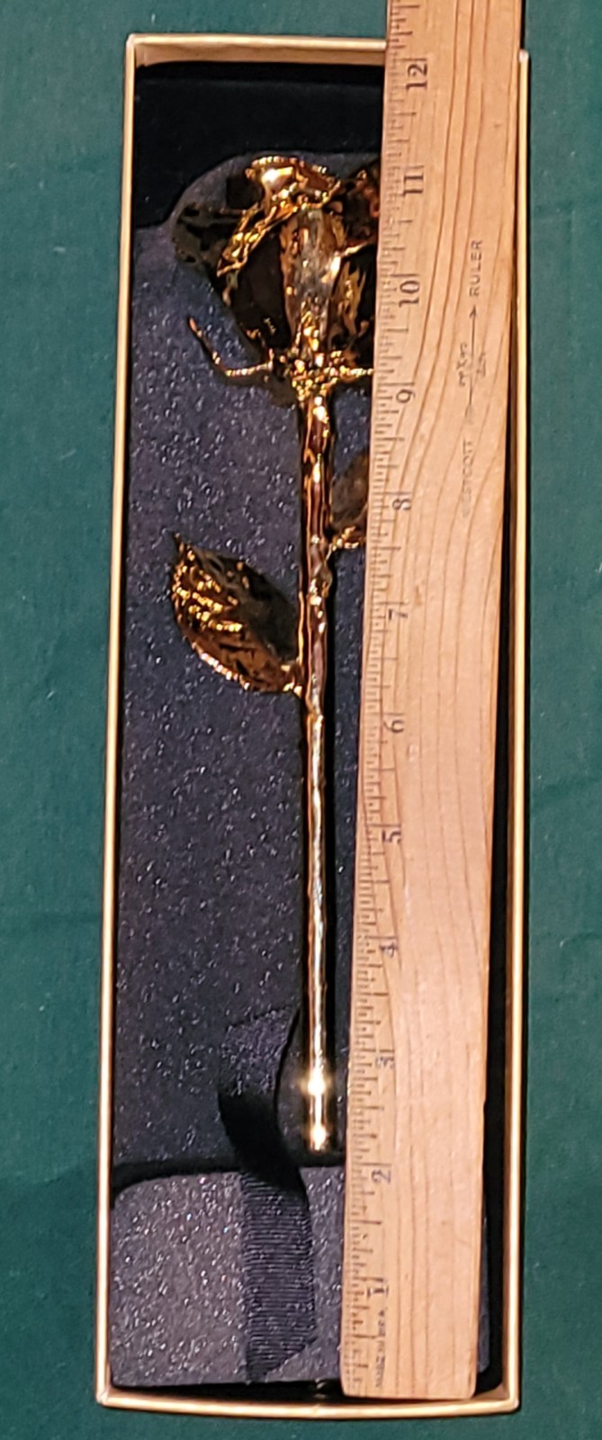 REAL 24K GOLD ROSE, Genuine One Of A Kind Rose Hand Dipped In 24K Gold In Box
