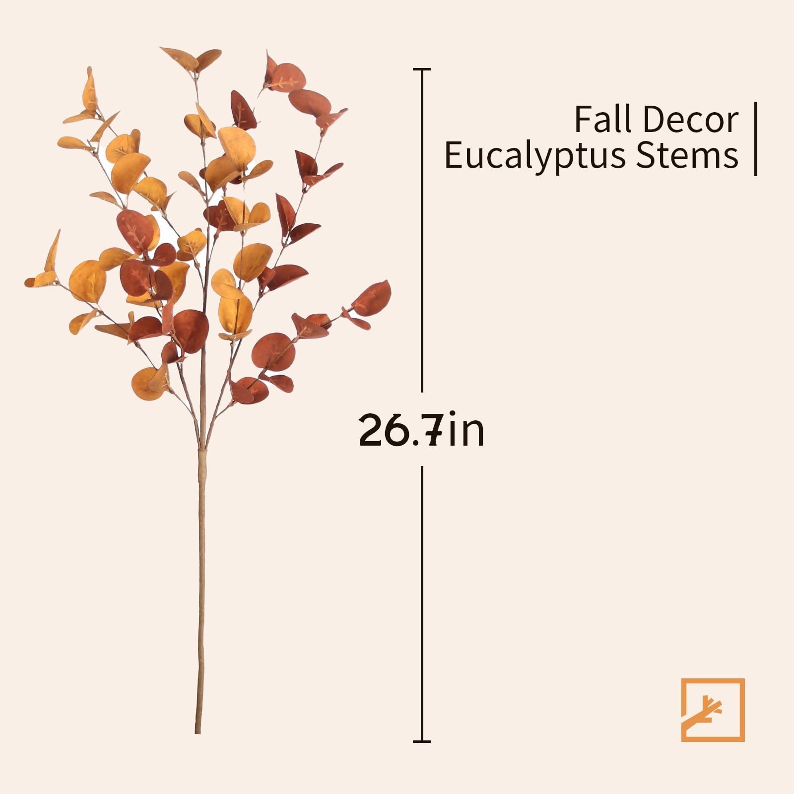 ZIFTY 6 PCS 26.7″ Fall Stems Faux Eucalyptus for Fall Decor Yellow and Brown …