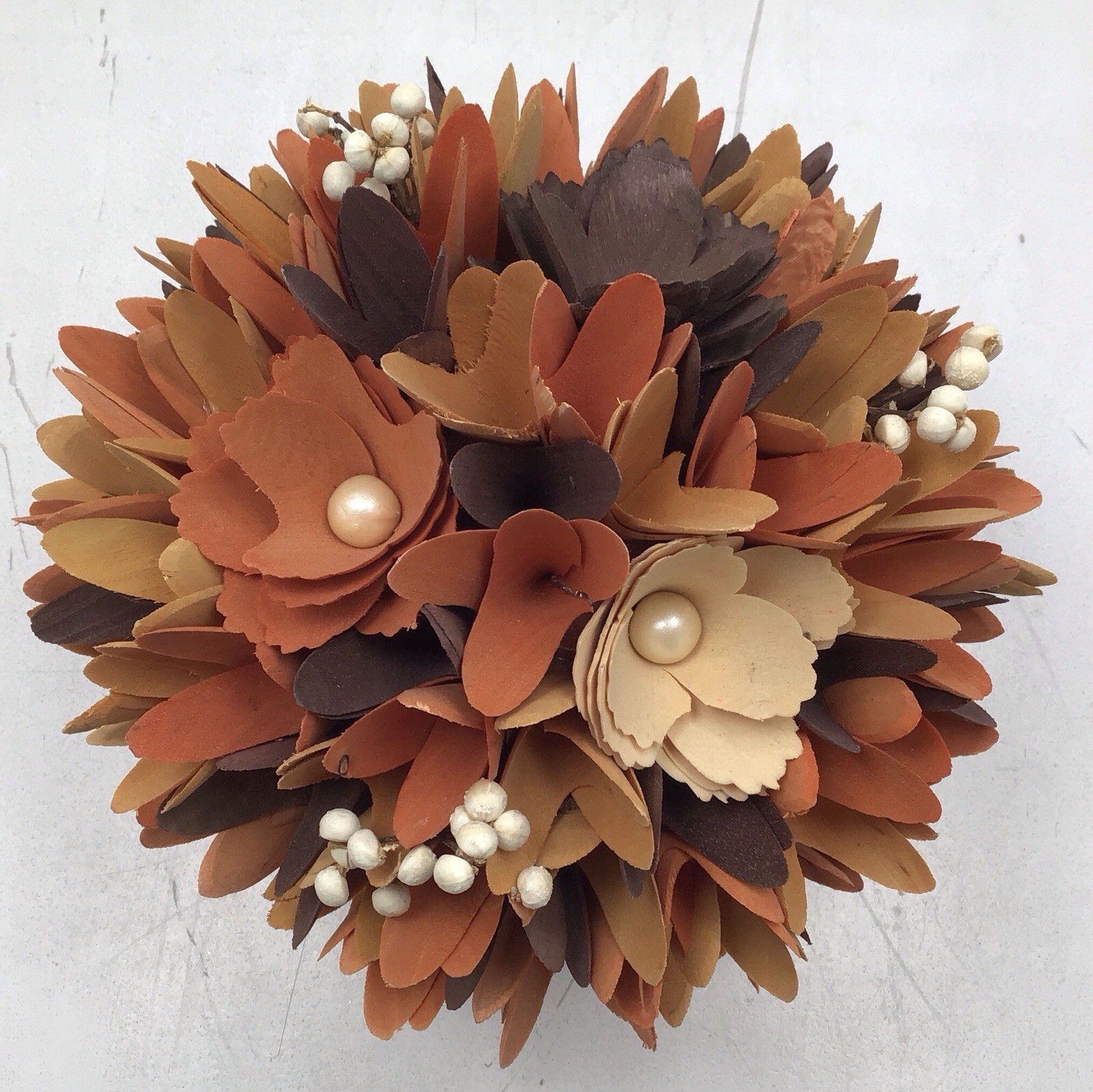Transpac Brown Harvest Wood Curl & Berry Premade Flower Arrangement