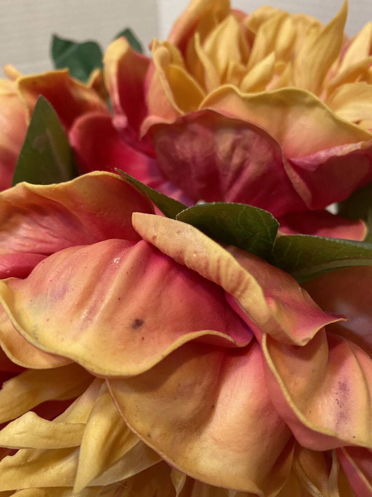 Artificial Flowers in Vase with Faux Acrylic Water Peonies Floral Peach Yellow