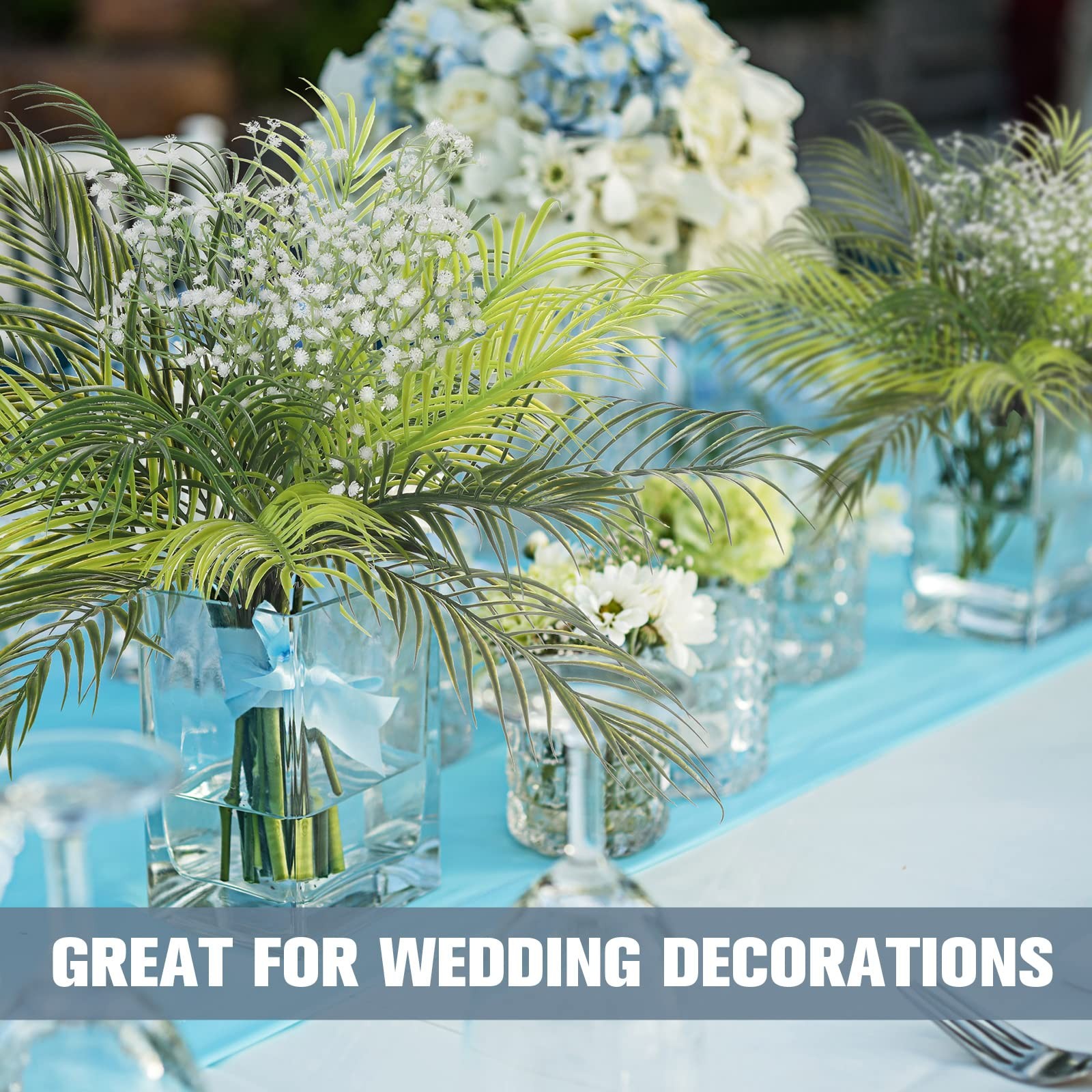 Artificial Palm Leaves 14 x 7.5 Inch Faux Palm Tree Leaves Fronds Bulk Fake T…
