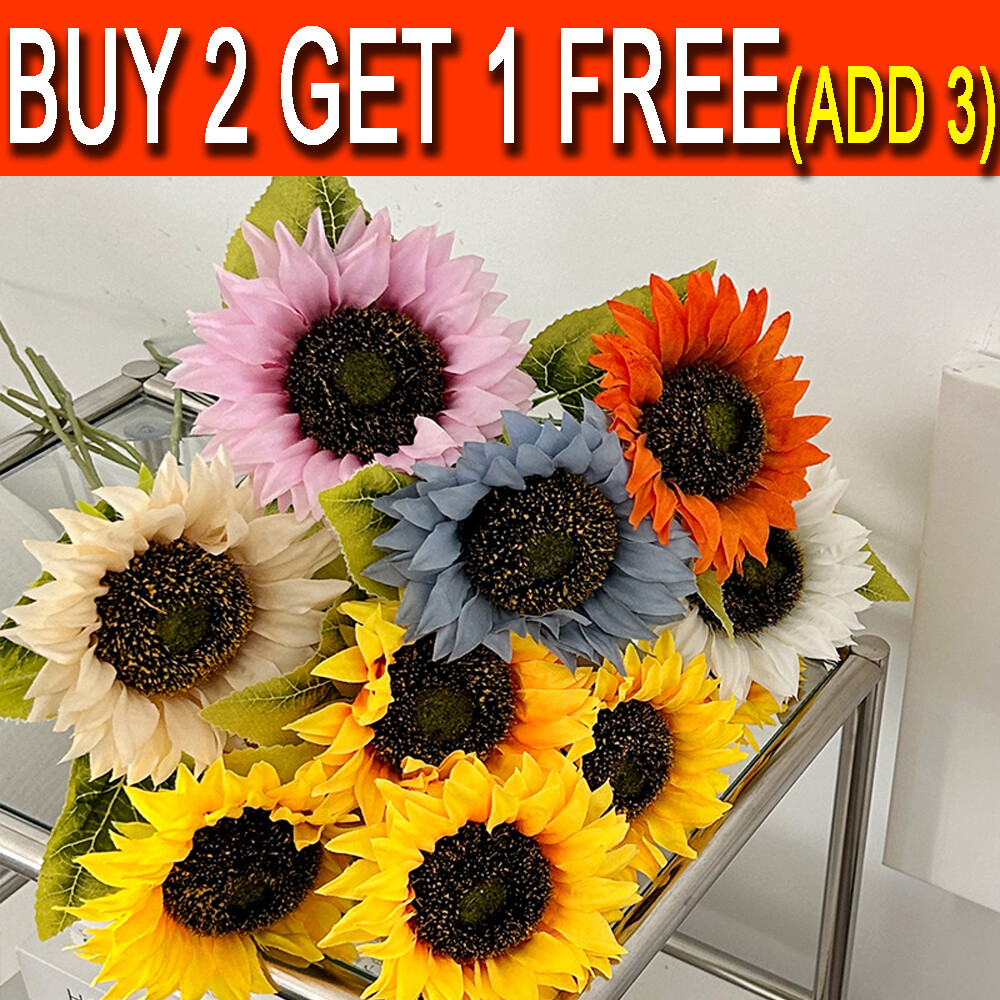 Artificial Single Sunflower Long Stem Silk Flowers Fake Bouquet Party Large