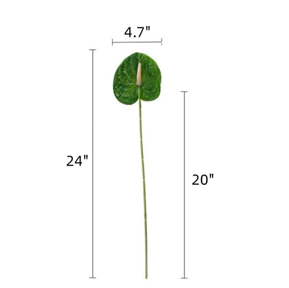8 PCS 23-5/8 Inch Artificial Anthurium Flowers Green Real Touch Fake Floral