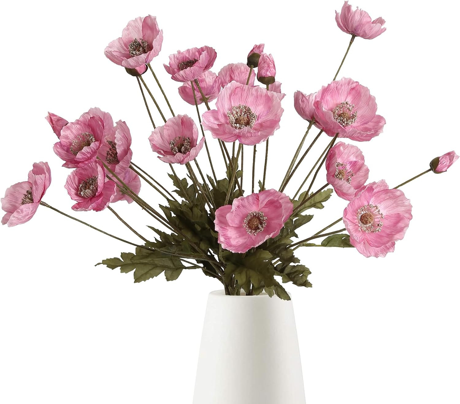 Burgundy Silk Flowers 6PCS Fake Poppies Artificial Flowers for Veterans Day Flor