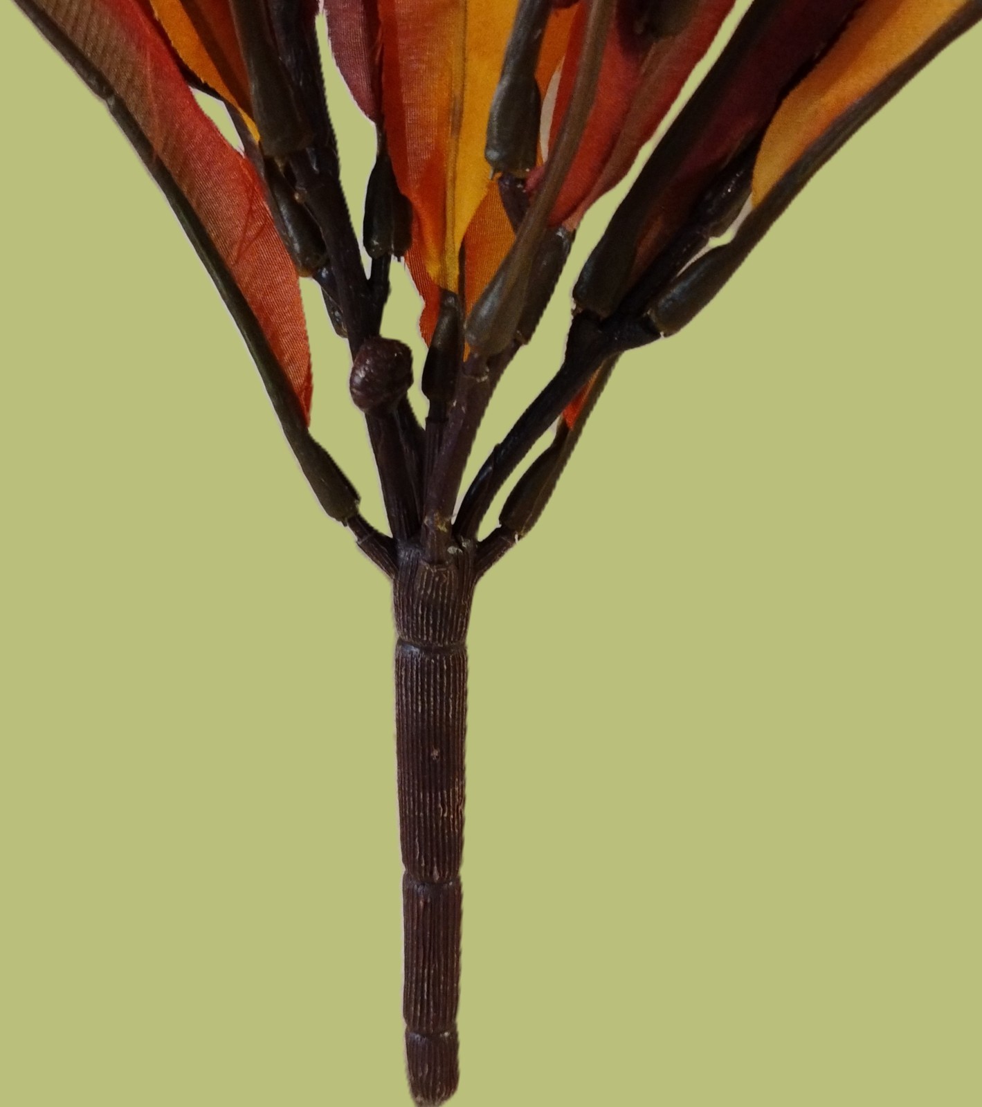 Artificial Vickerman Croton – 29 Orange & Burgundy Leaves – GUC 21.50″ Tall