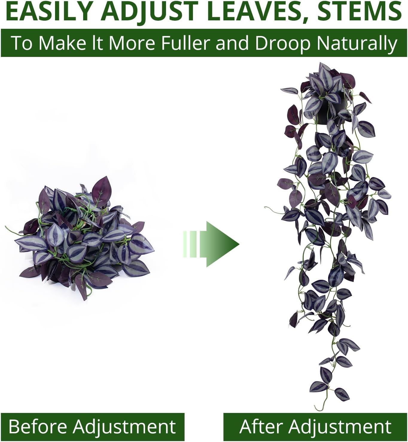 LOYWREE Small Fake Hanging Purple Eyebrow Leaf Plant Artificial Potted Plants In