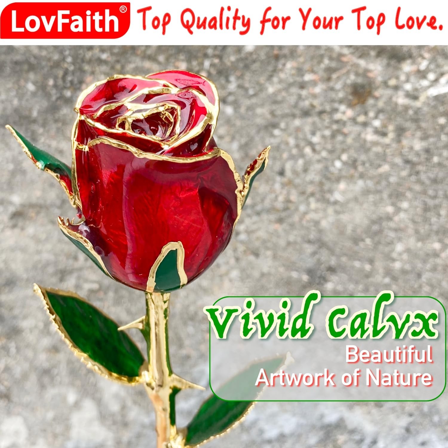 Real Rose Dipped 24K Gold Red with Crystal Stand A1 Original Rose Valentine Gift