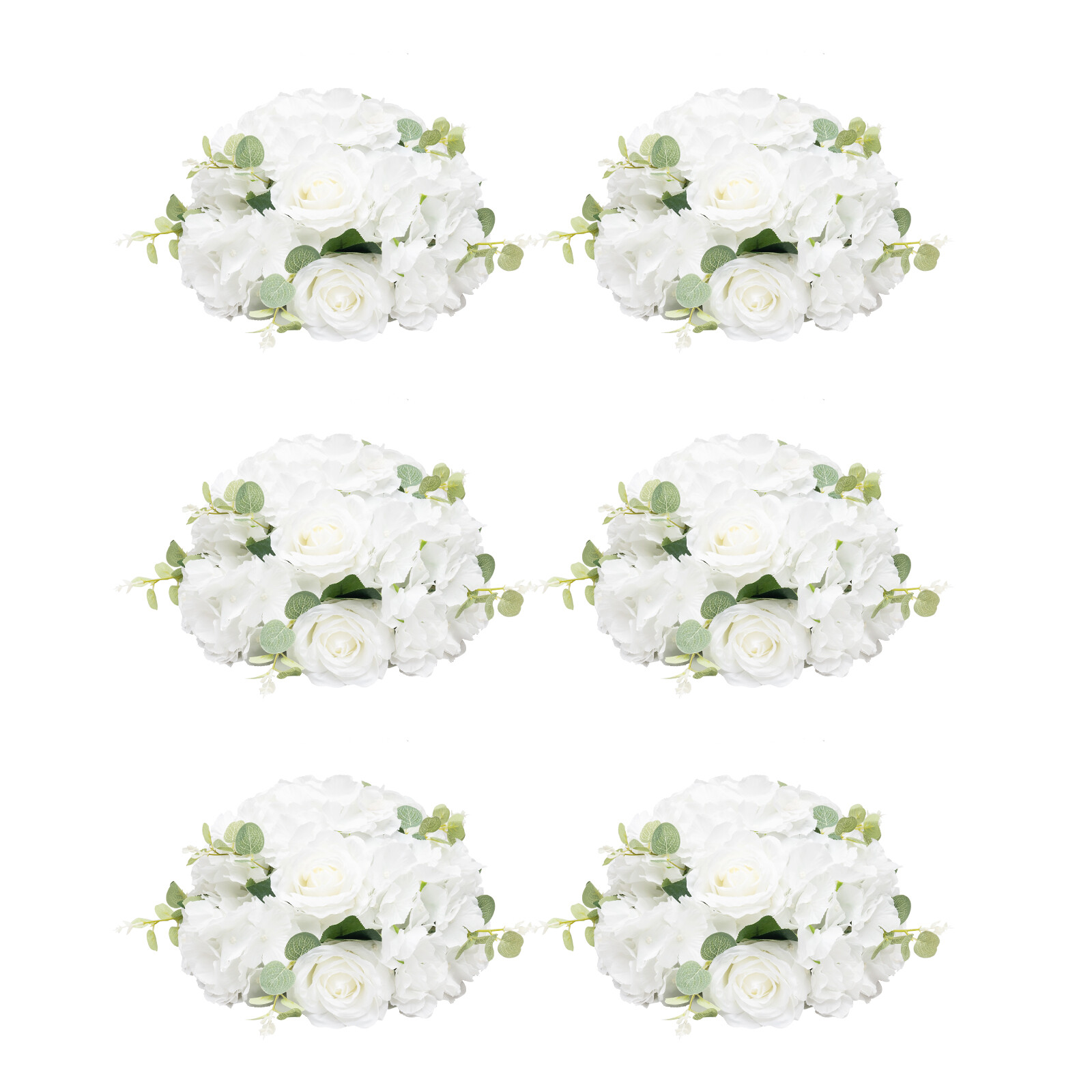 6 Pcs Fake Small Rose Balls, White Flowers for Centerpieces Tables Home Decor