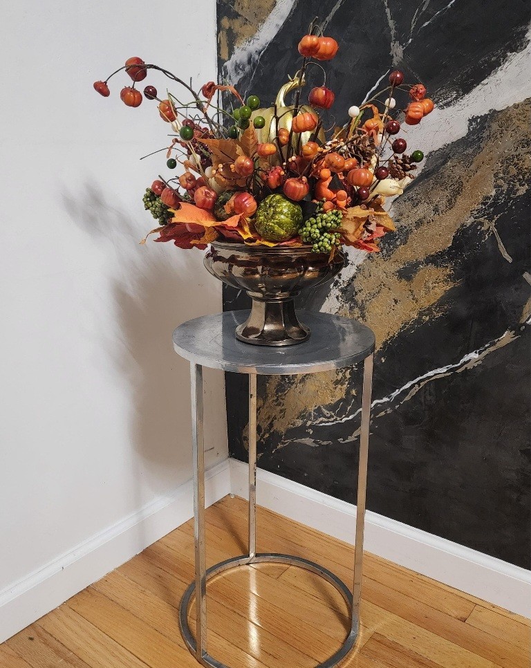 Fall Season Arrangement Flowers Mix Bouquet In Urn Vase