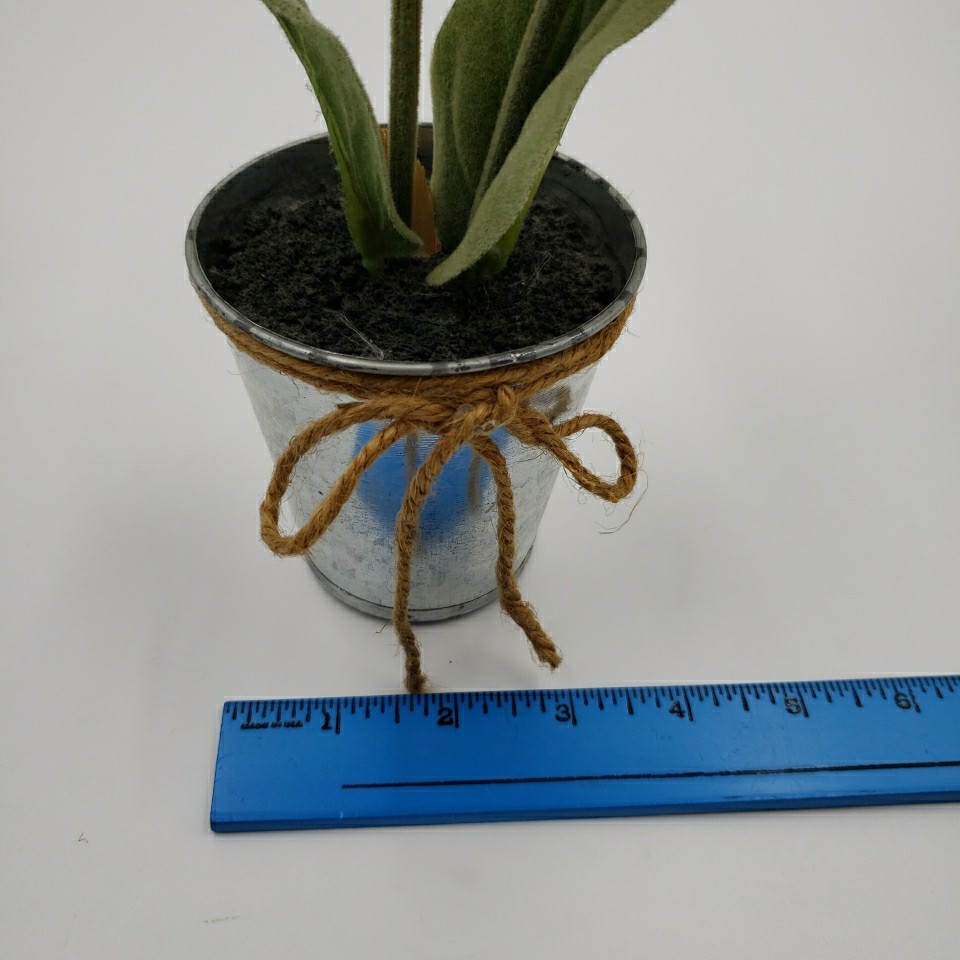 Artificial Flower Arrangement Rustic Metal Pot Farmhouse Cottage Floral Decor