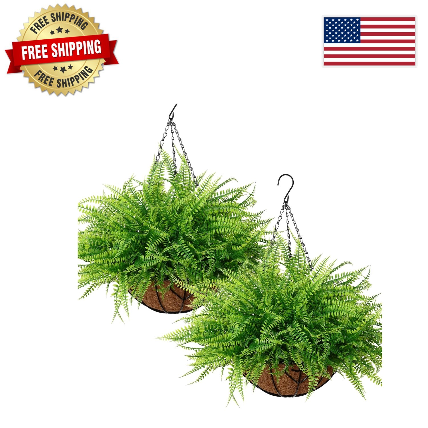 Low Maintenance Artificial Boston Fern Baskets – Elegant Indoor/Outdoor Greenery