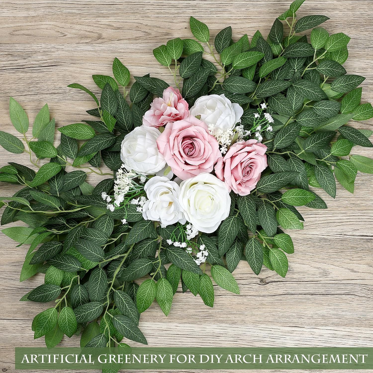 48 PCS Artificial Italian Ruscus Greenery – Fake Silk Green Leaf Stems for DIY W