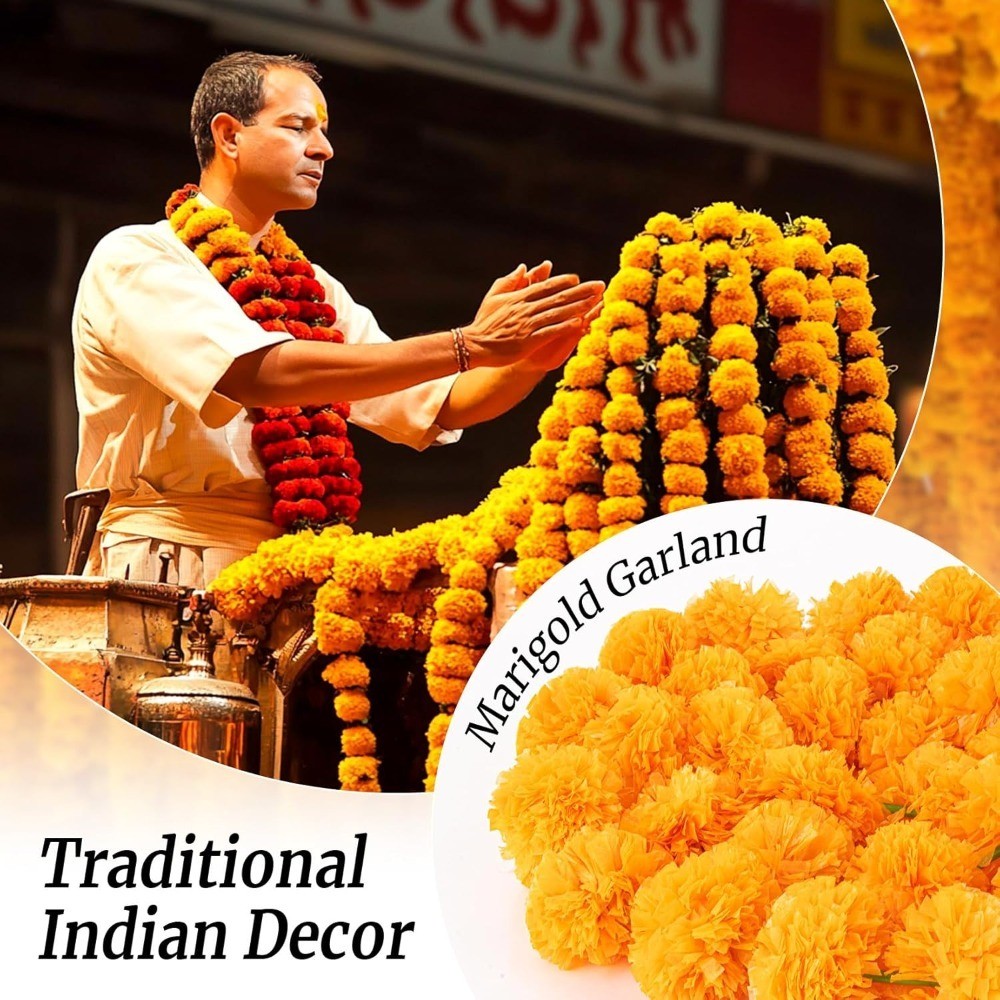 Marigold Garland for Decoration Indian Diwali Day of The Dead Wedding Decor Pale