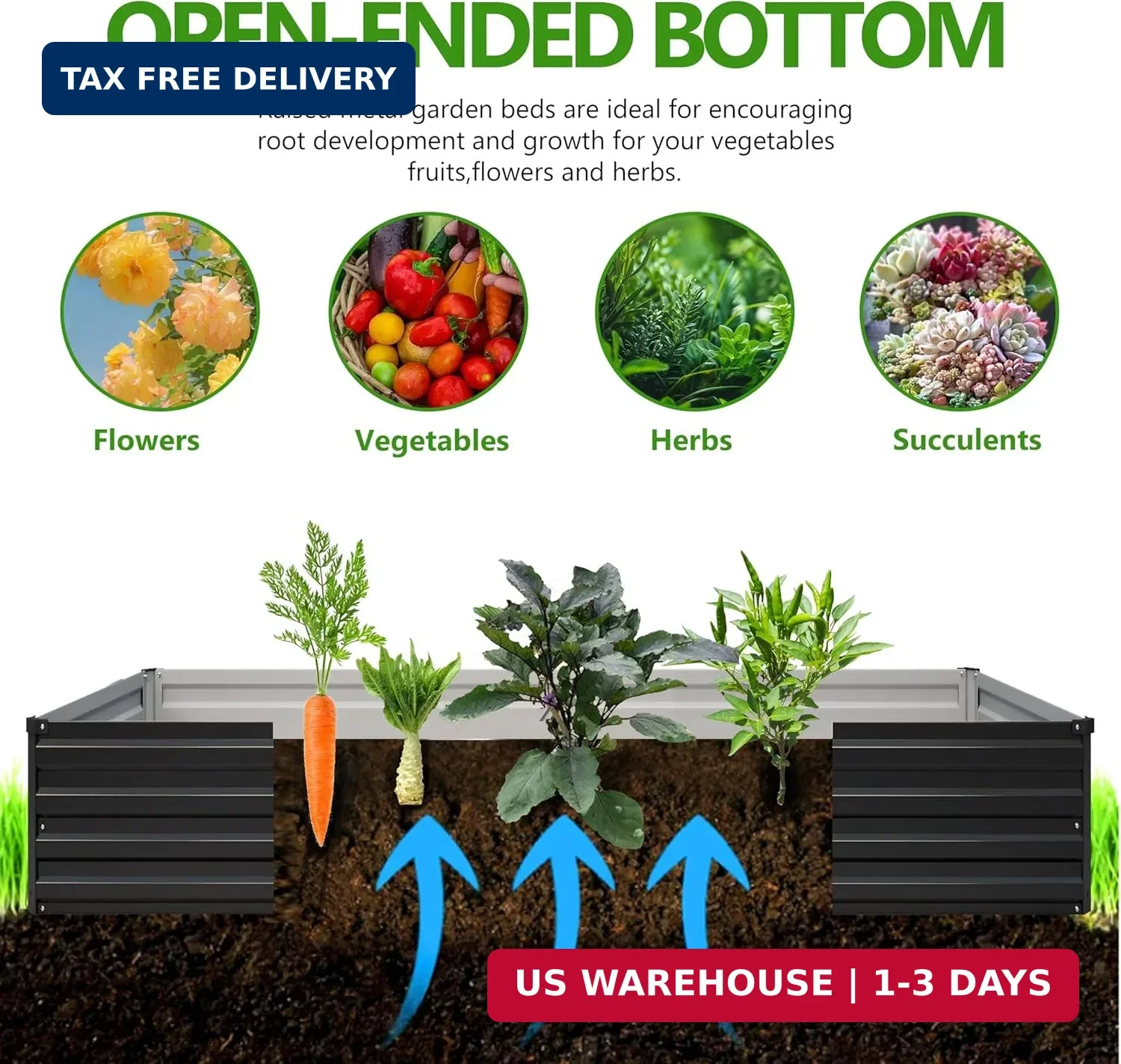 2PCS 9x3x1ft Galvanized Raised Garden Bed,Outdoor Planter Box Metal Patio Kit Pl