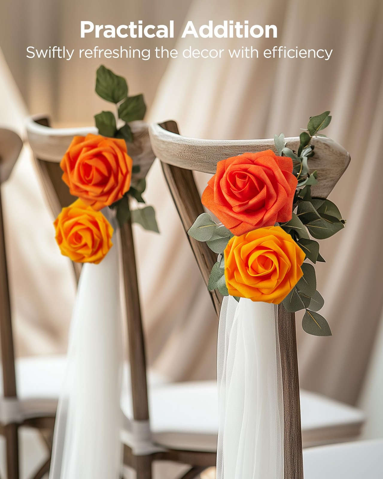 InnoGear Artificial Flowers, 50 Pcs Shades of Orange Foam Fake Roses Bulk with