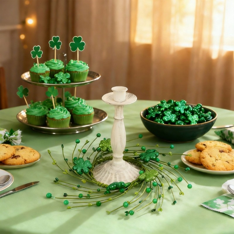 Green Faux Flower Florals Branch Perfect For Seasonal Themed Decorating