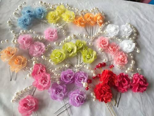 50 Artificial Silk Carnation Flower Head with Stems Set,Vase Fillers, for Hom…