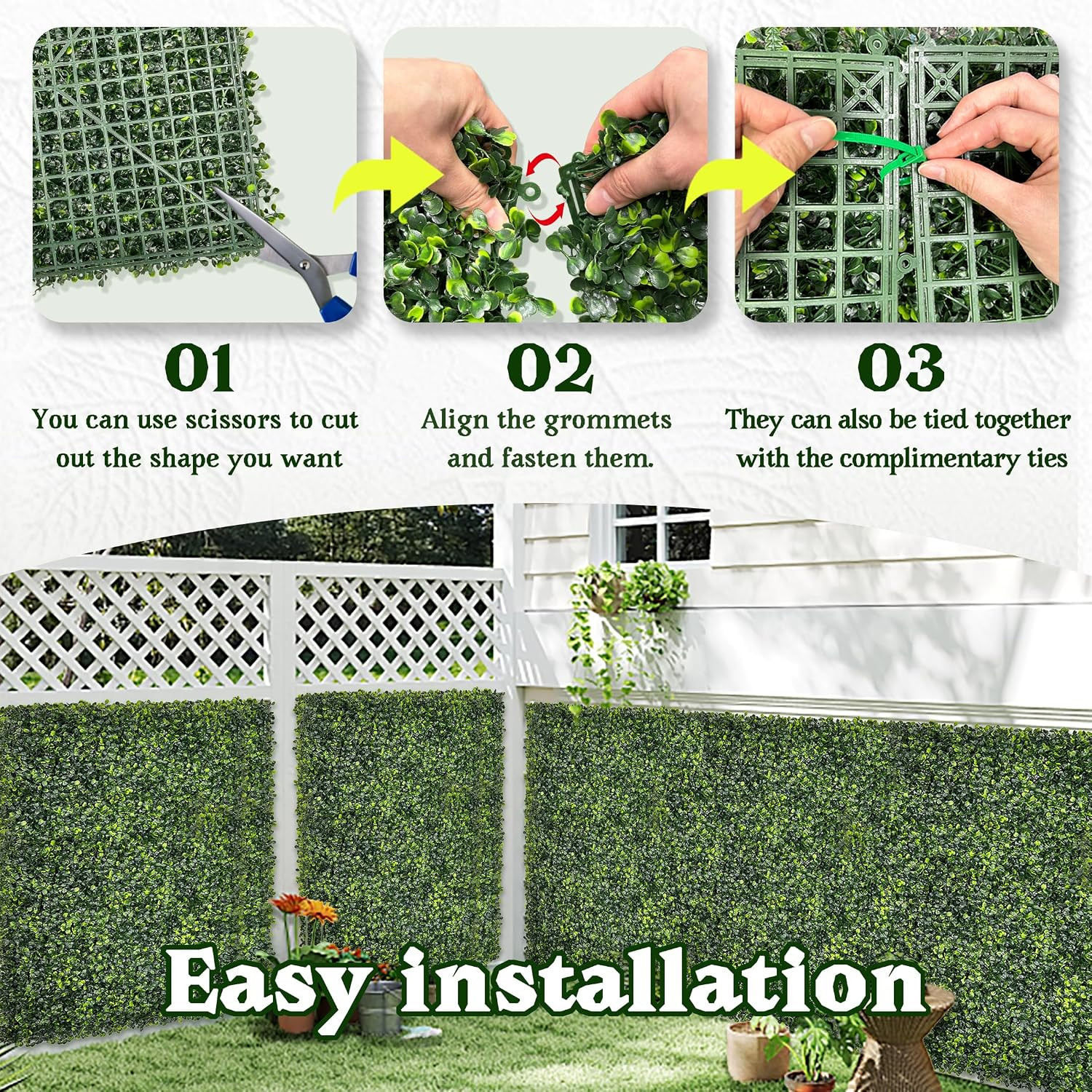 Artificial Boxwood Roll Panel Backdrop: 40″X120″ Uv-Anti Greenery Faux Grass Wal