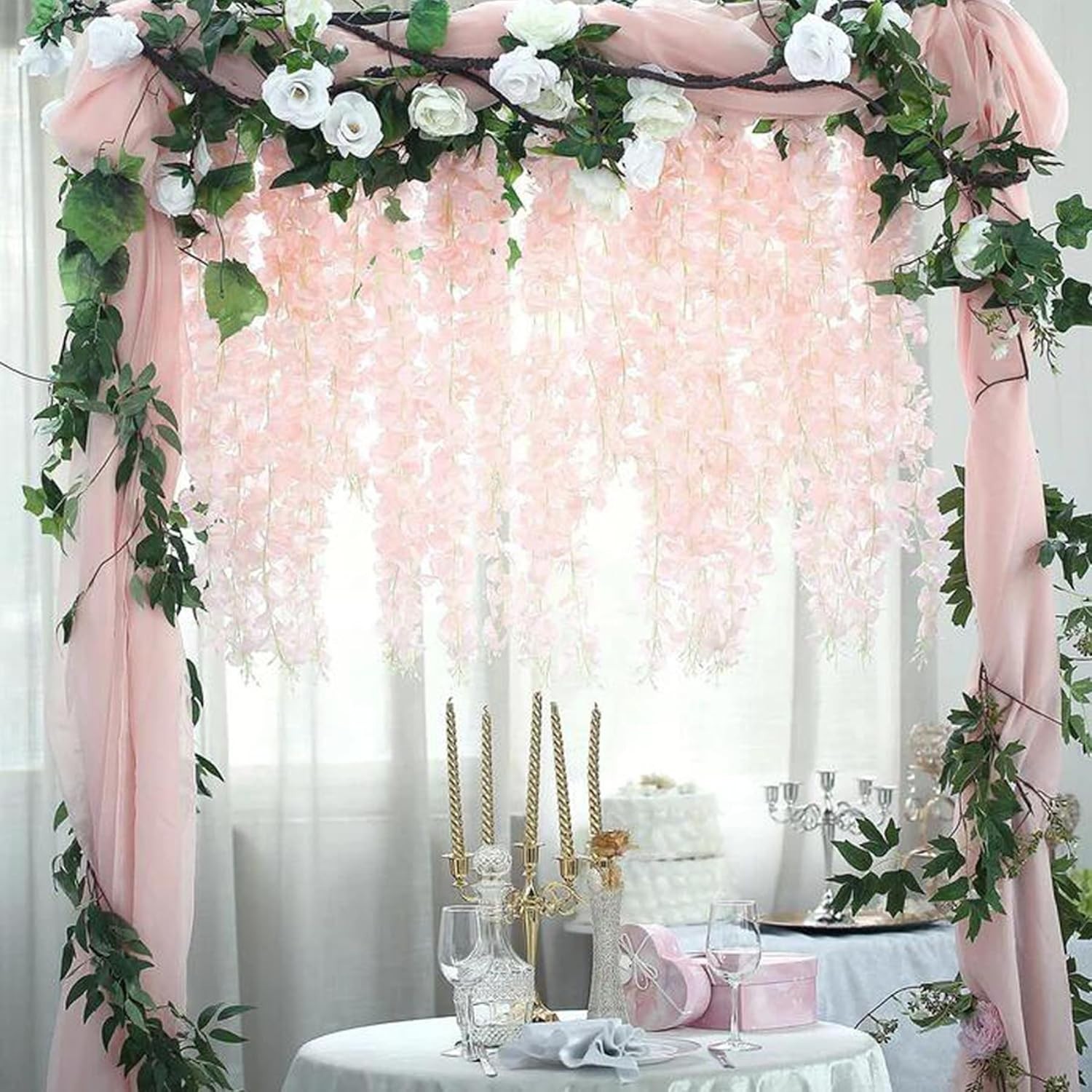 Lifelike 12 Pcs Wisteria Hanging Garland – Perfect for Wedding & Party Decor