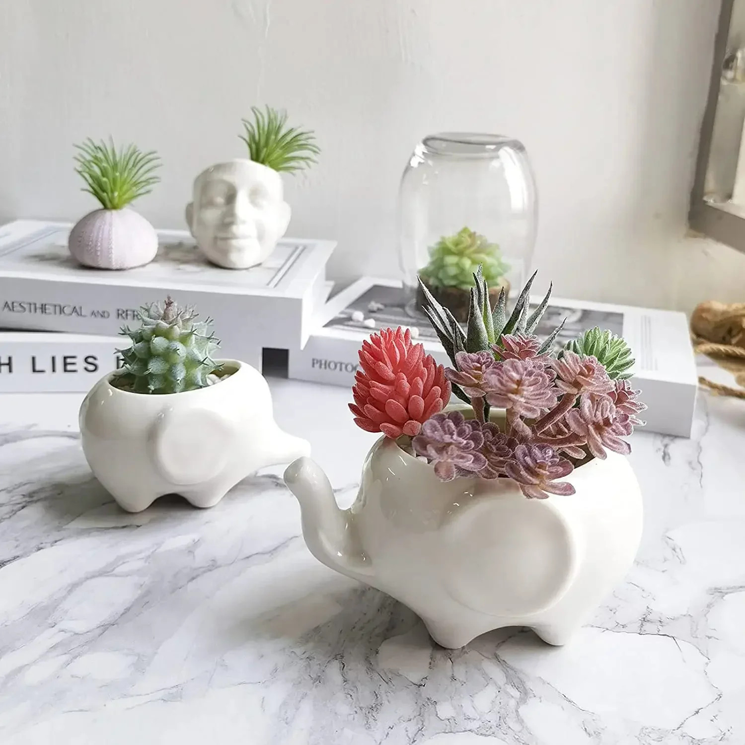 9pcs Artificial Succulent Plants Small Indoor Home Decor Assorted Faux Greenery