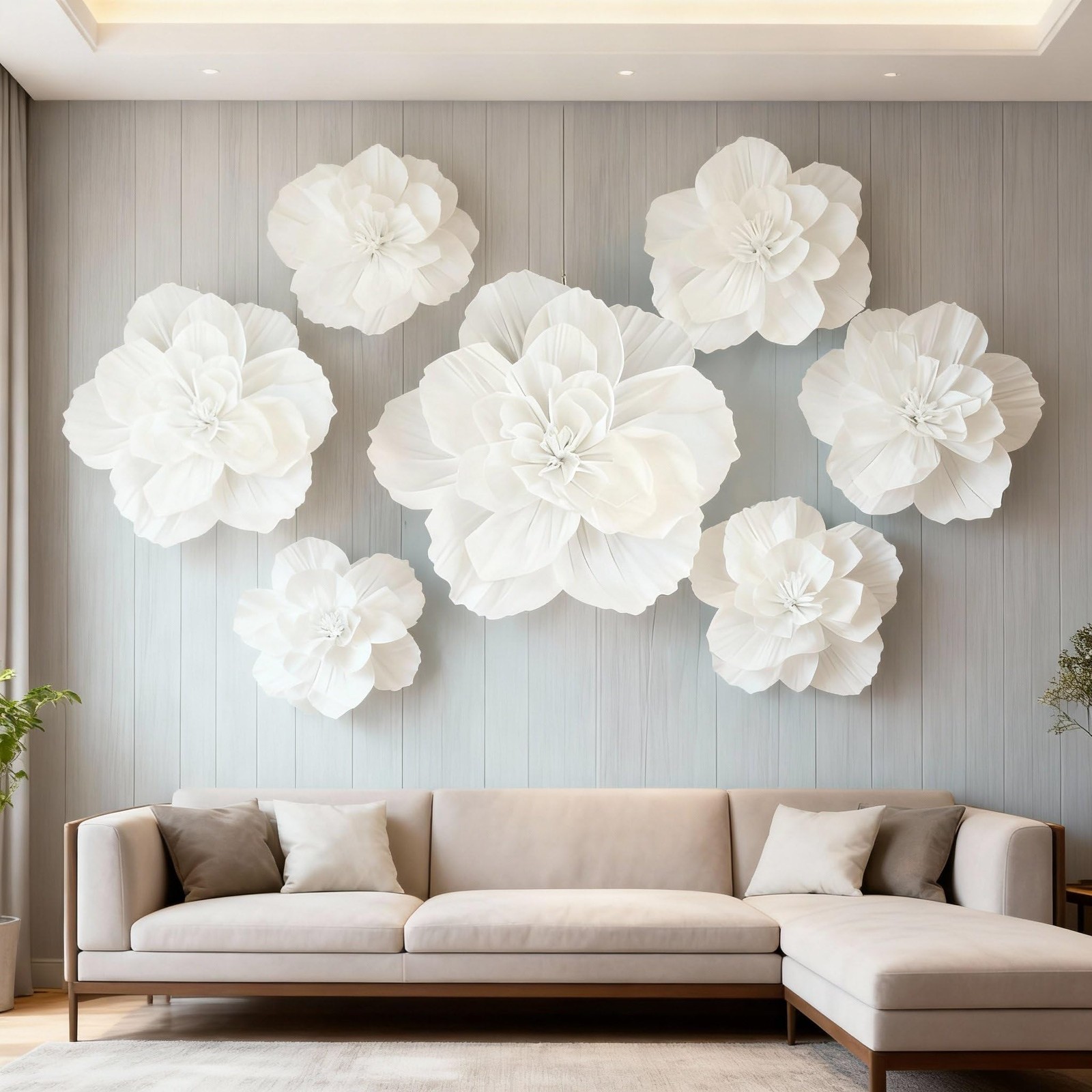 6 Pcs Large Flowers White 24 Inch Giant Big Crepe Flowers Decoration 3D Flora…