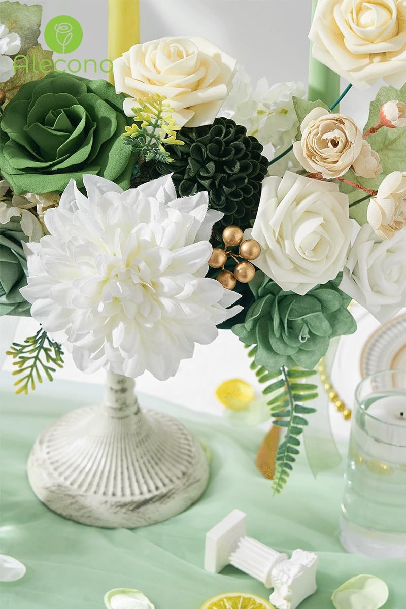Artificial Flowers Silk Fake Green Flowers Combo Box for DIY Cake Wedding