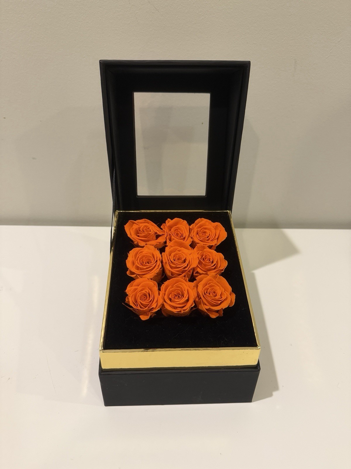 Eternal flowers trapezoidal gift boxes Orange Roses Valentine’s Mother’s Day