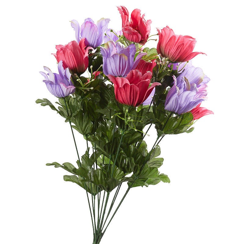 22″ Pink and Lavender Artificial Poppy Floral Bush