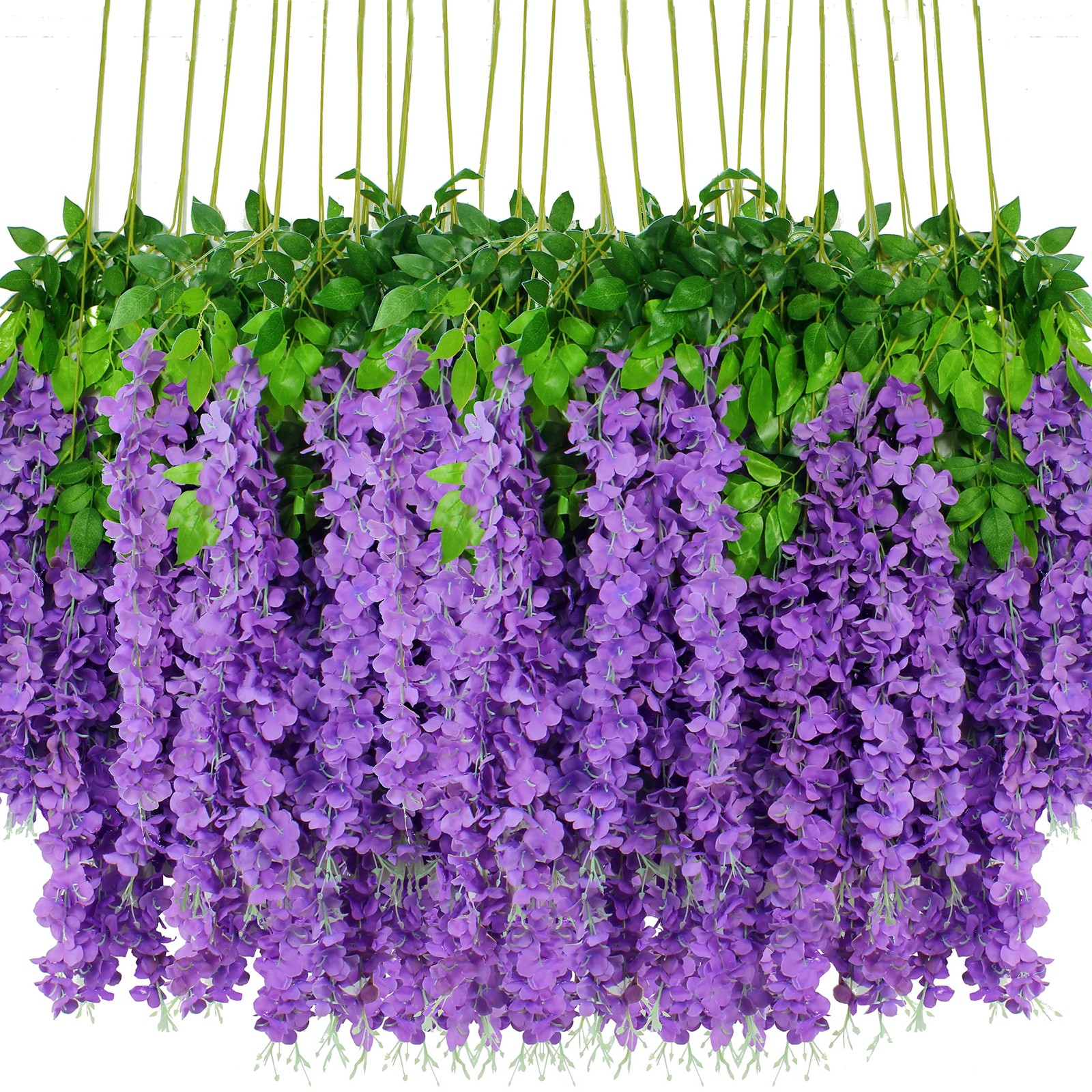 Wisteria Hanging Flowers 24 Pack Artificial Flowers Fake Wisteria Vine Rattan…