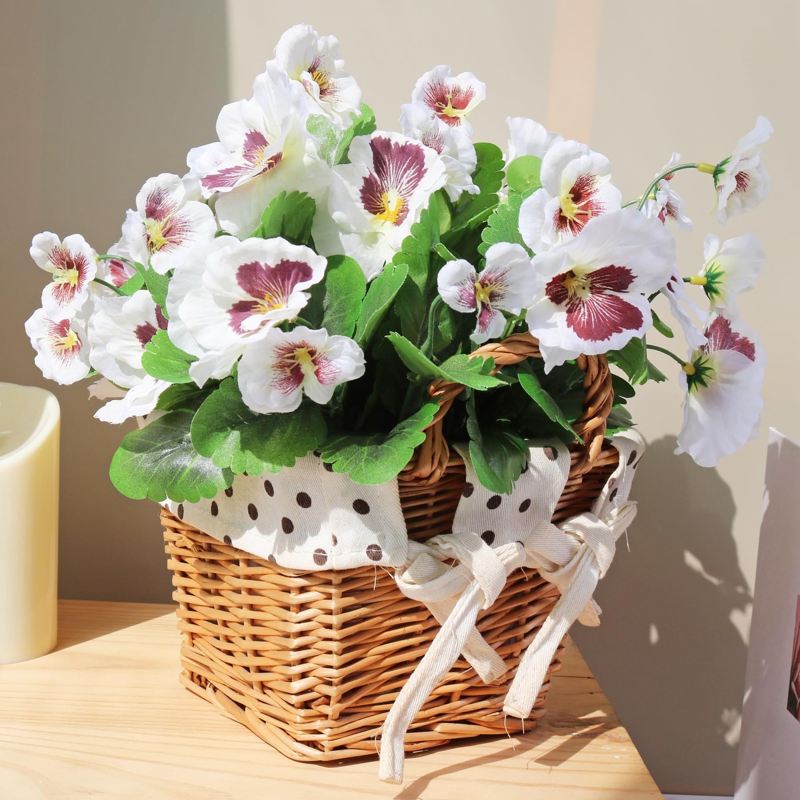 6PCS UV Resistant Artificial Flowers Artificial Pansy Bushes Faux Plastic Flo…