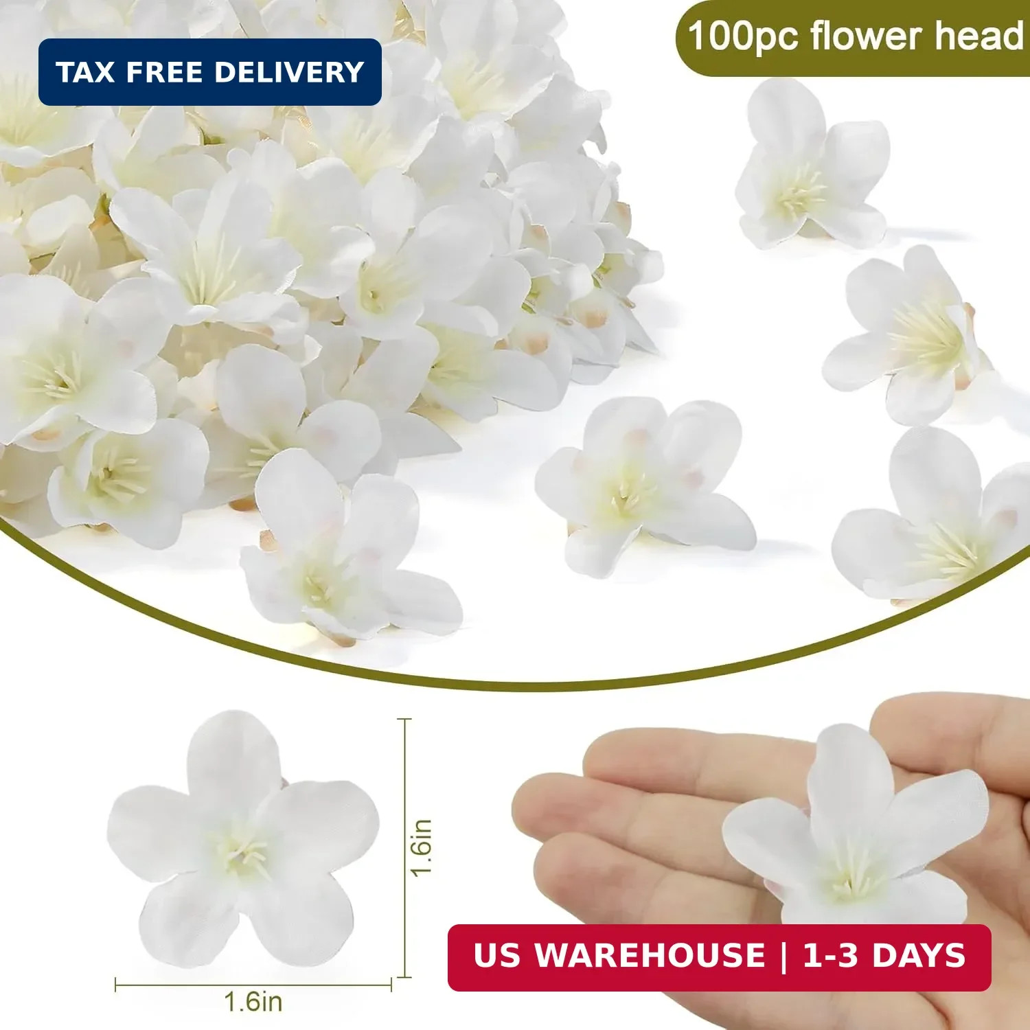 100 Pcs Mini White Cherry Blossom Head Artificial Small Cherry Blossom