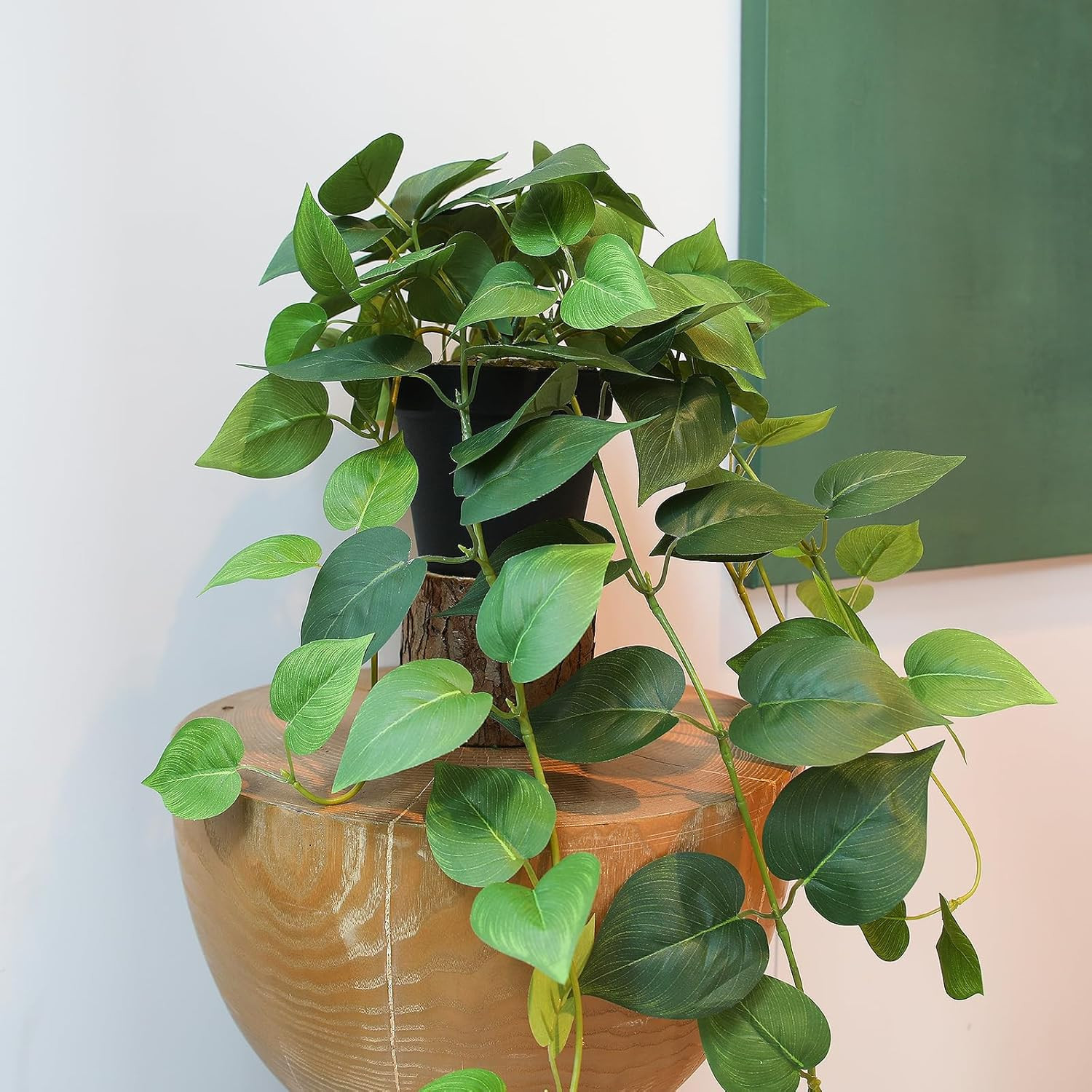Alyptus Fake Pothos Hanging Plants – 33″ Set of 2 Faux Ivy Vines with Pots Reali