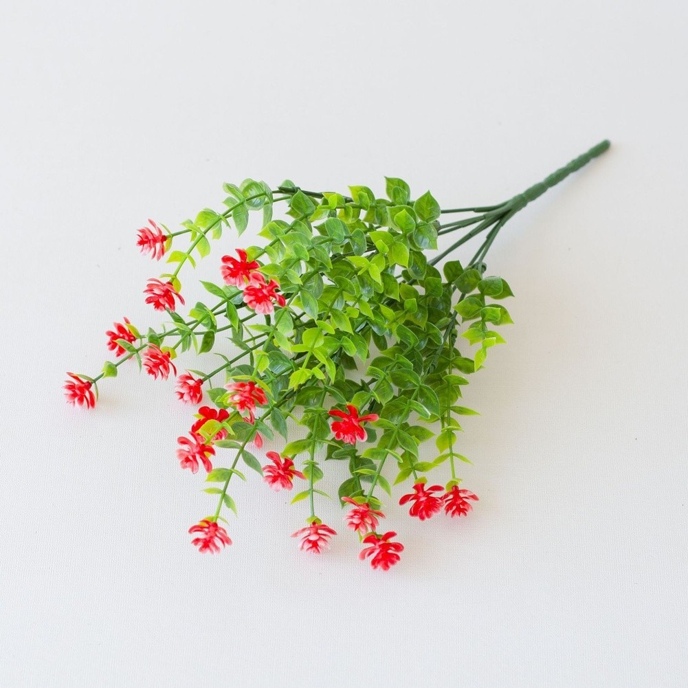 Realistic Artificial Tea Flower with Eucalyptus Leaves 36cm Plastic Plant