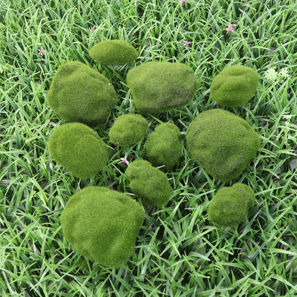 Green Simulation Moss Rocks Fake Plants for Class Projects and Event Decorations
