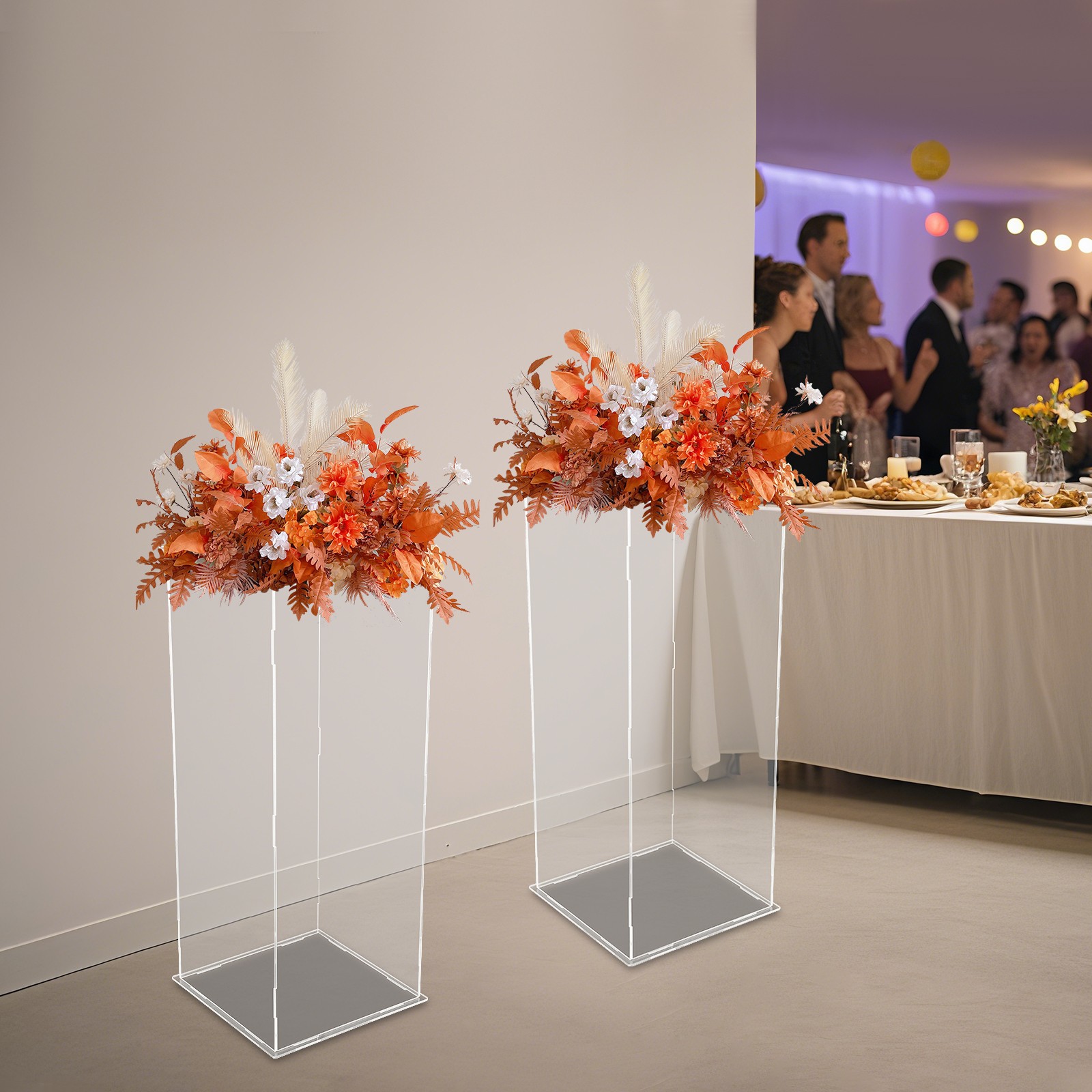 Art Sculpture Stand Acrylic Flower Stand Clear Display Flower Tower 25*25*60cm
