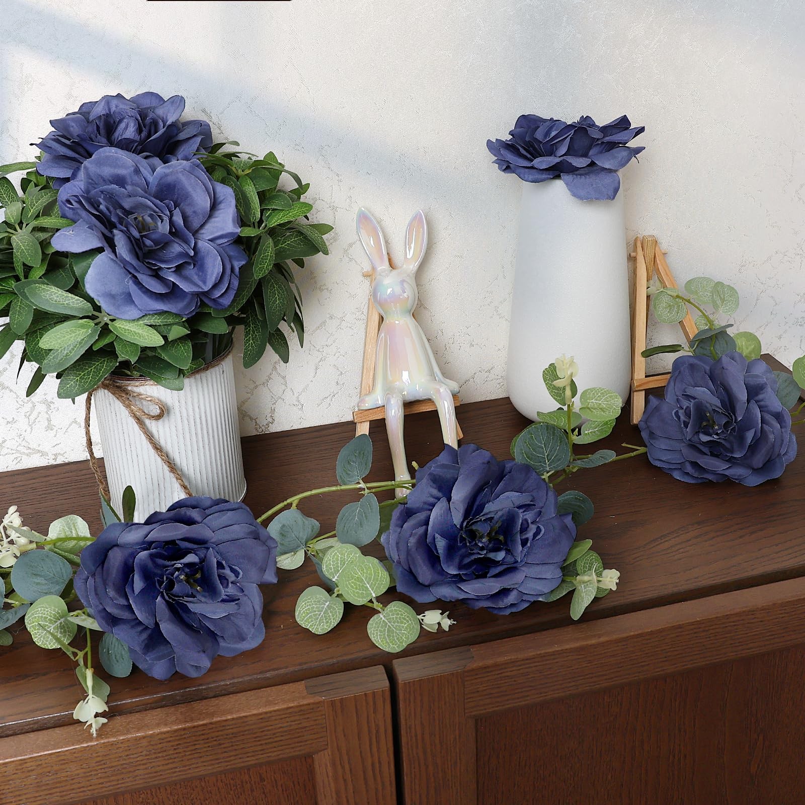 50 PCS Artificial Silk Roses Flower Heads Fake Faux Floral Bulk Navy Blue