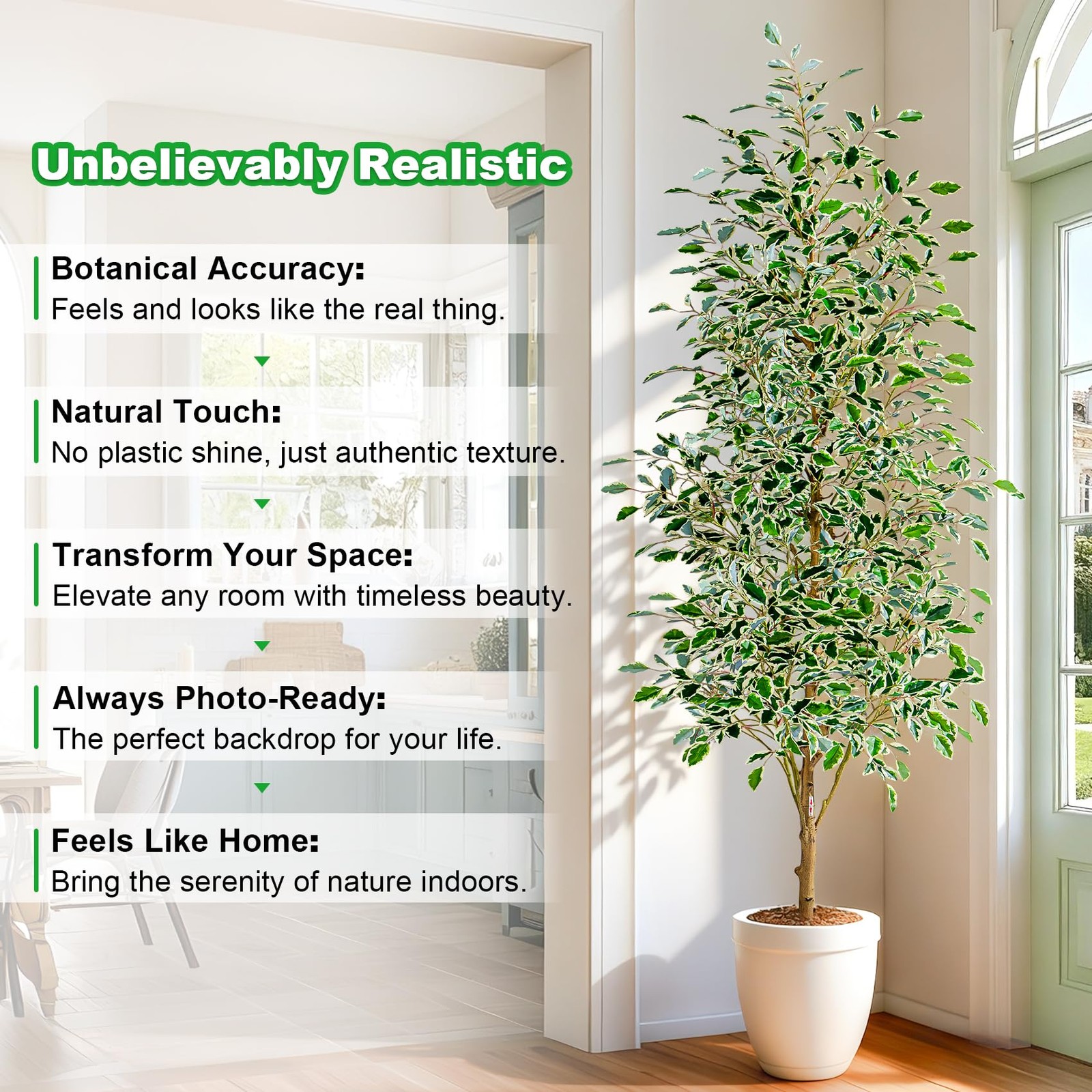 Bailikang 6FT Artificial Ficus Trees Indoor Faux Trees Indoor Fake Floor Plant