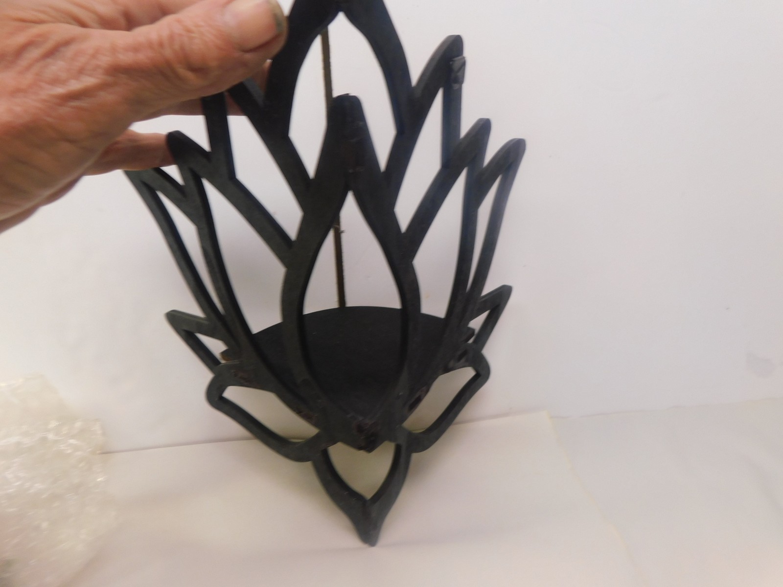 Lotus Flower Wall Shelf Wooden Black Hanging Sconce Style Display Ledge