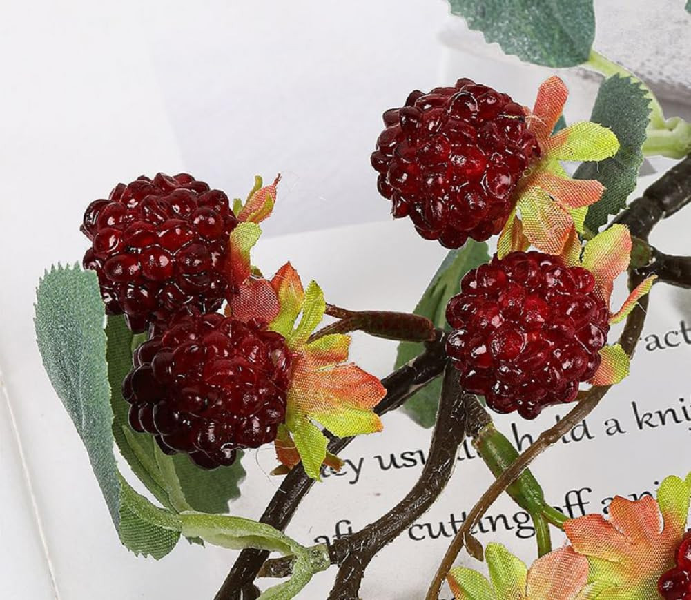 7Pcs Artificial Raspberry Plant Stems 15.7” Simulated Berry Bouquet for Home…