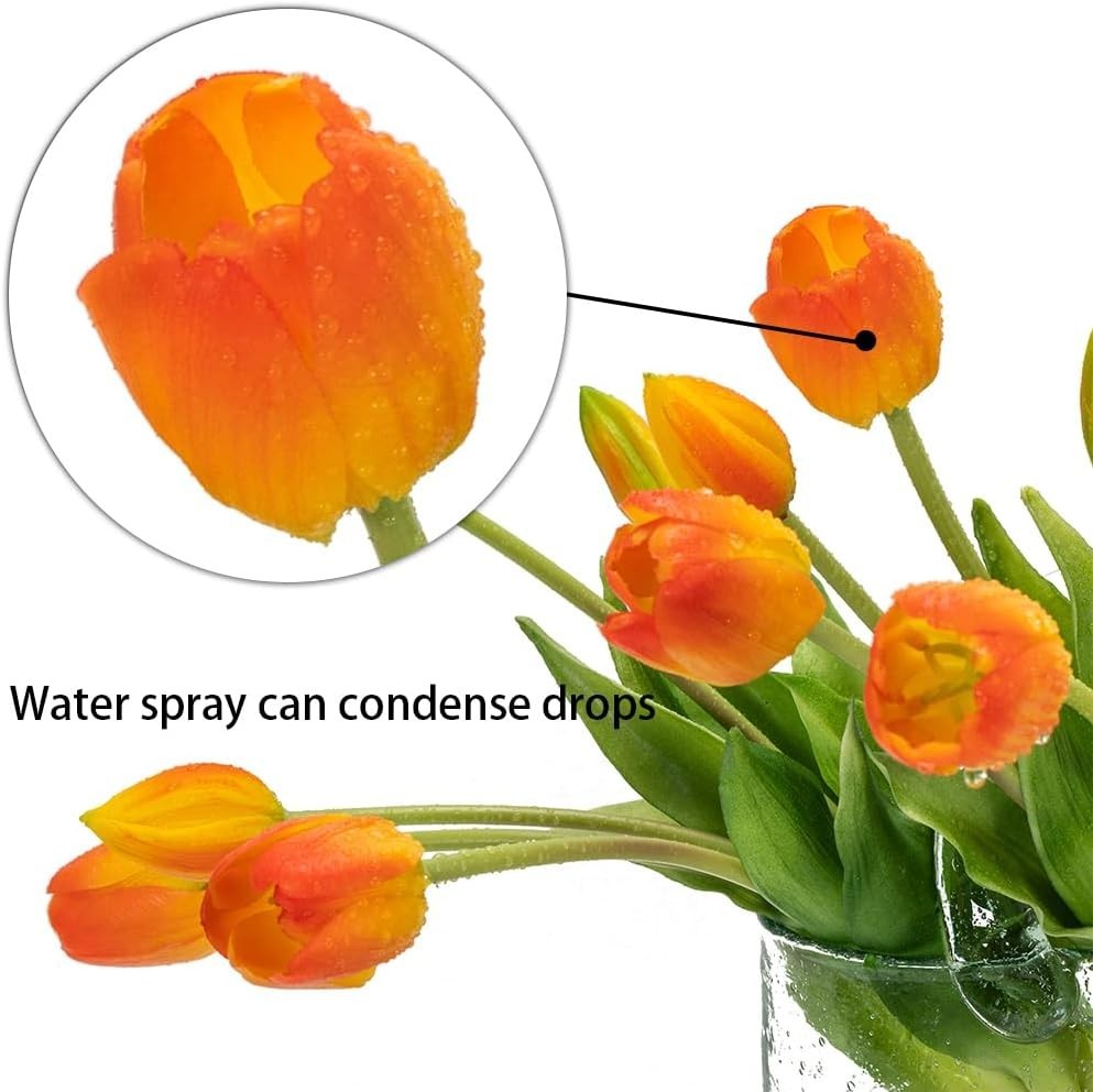 40pc Artificial Tulips Bouquet – Real Touch Rubber, Bendable Stems, Vibrant C…