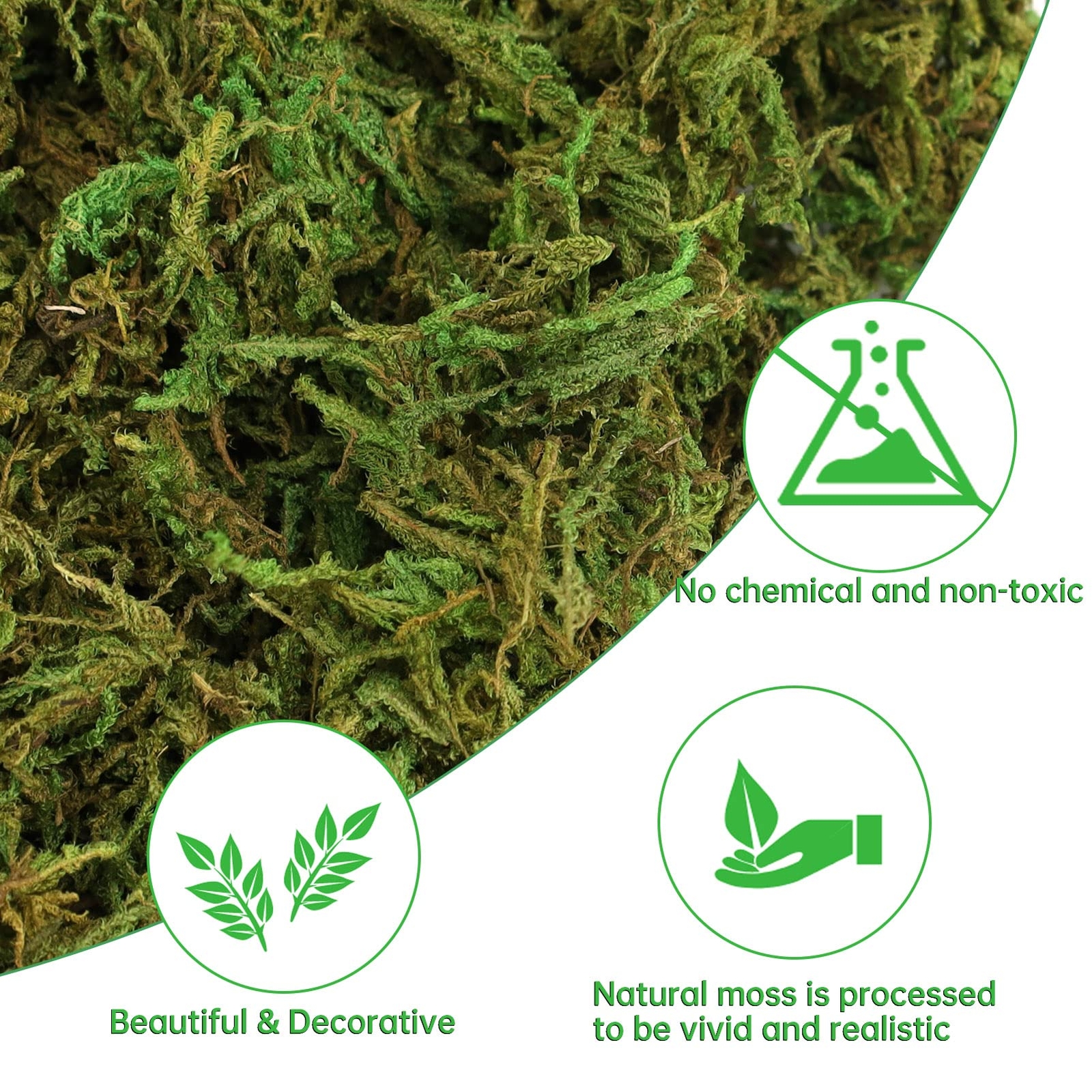 Fresh Green Artificial Moss 35 OZ Large Capacity Fake Grass for Potted Plants