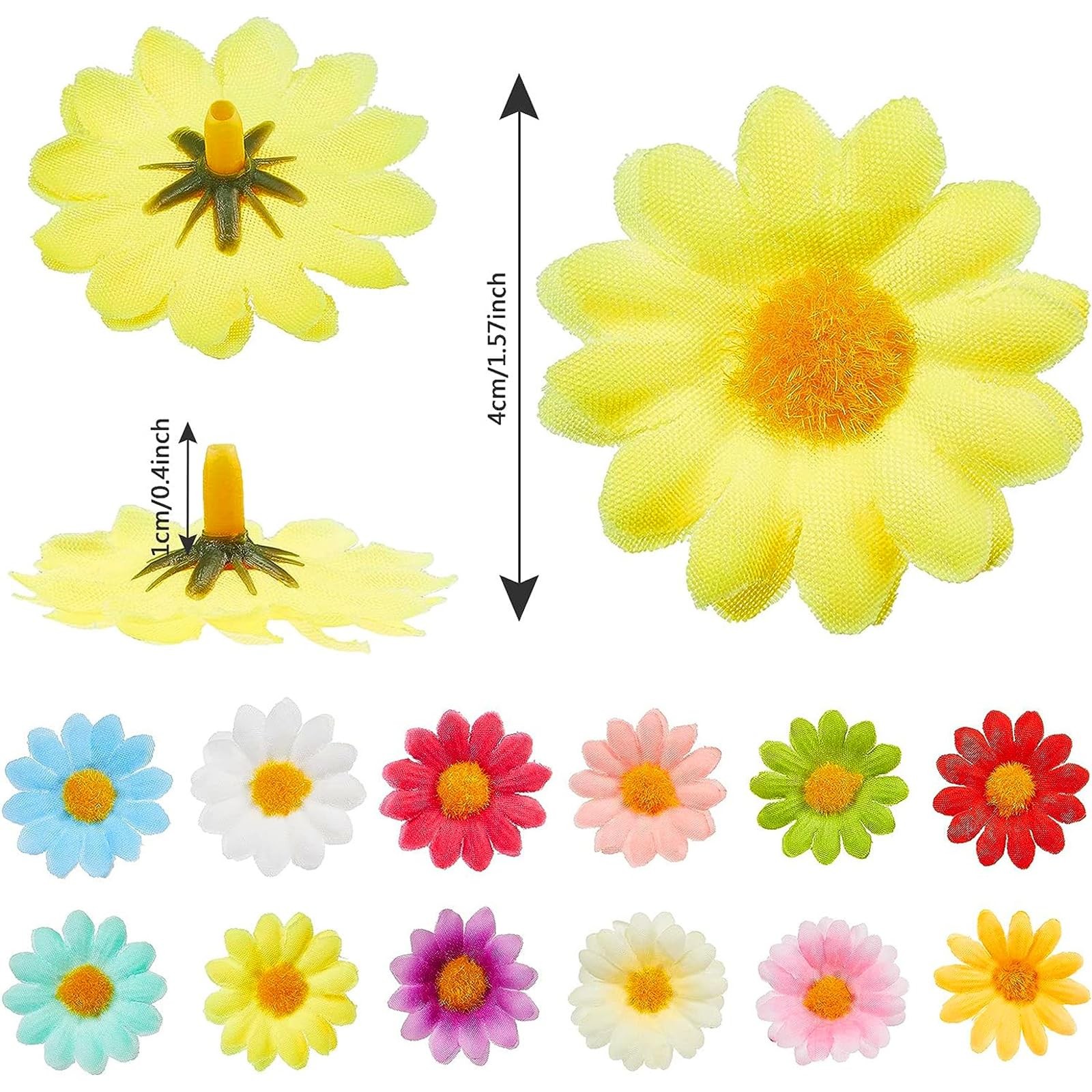 500 Pcs Faux Daisy Flower Heads Silk Artificial Sunflower Heads for Wedding
