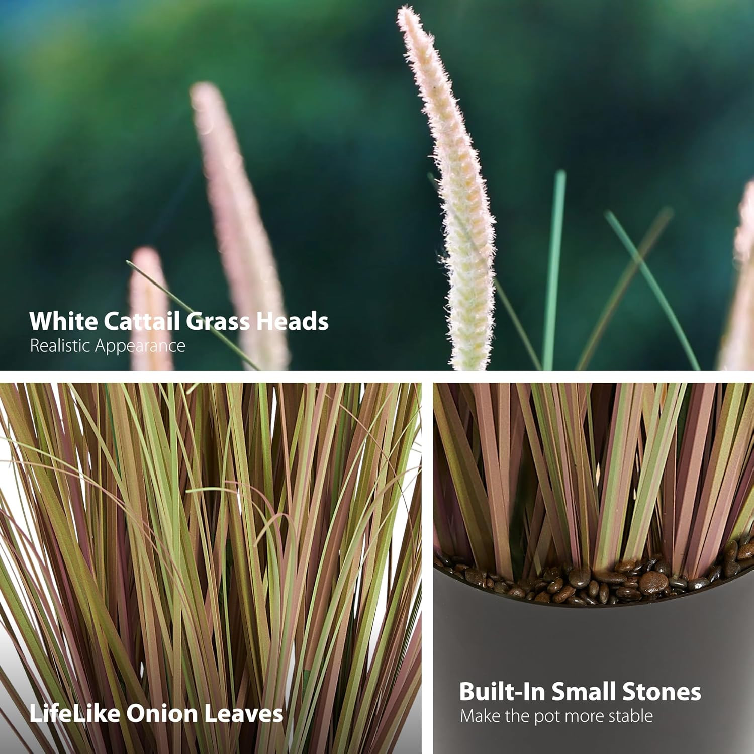 3Ft 2-Pack Artificial Cattail Grass for Home, Office, Wedding Decor