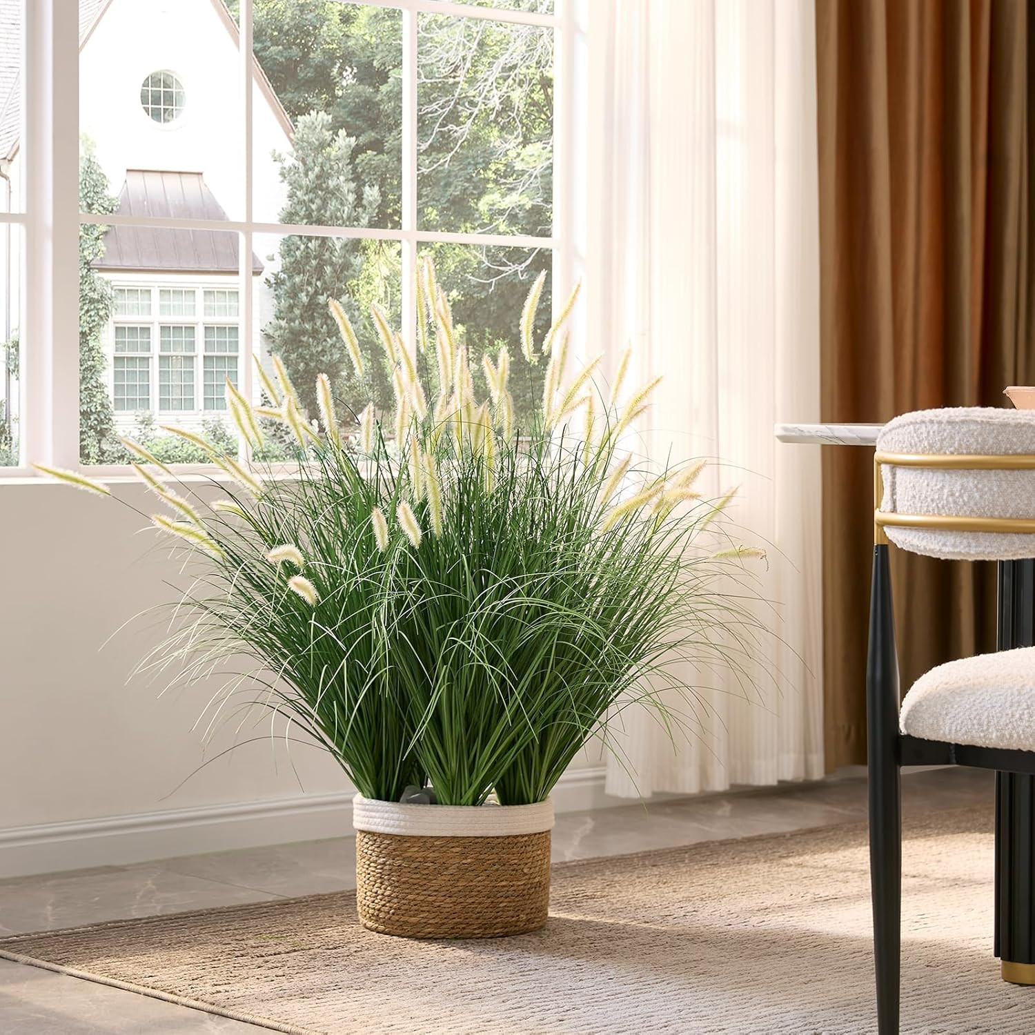 39″ Lush Artificial Reed Grass with Dogtail Flowers – 6Pcs Pink Decor
